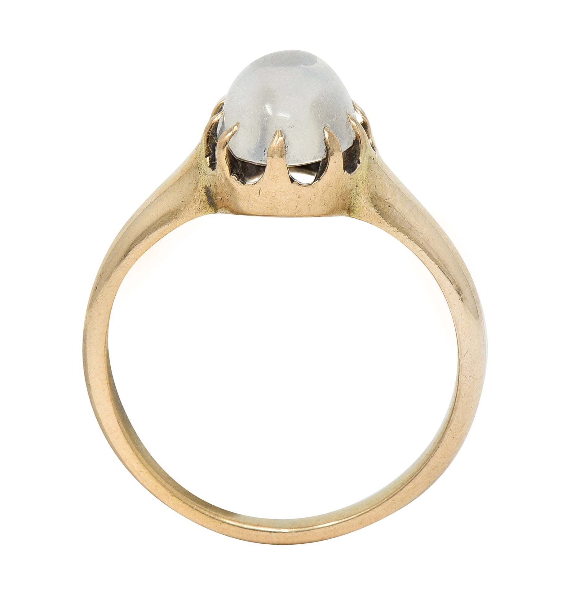 Victorian Moonstone Cabochon 14 Karat Rose Gold Antique Belcher Ring