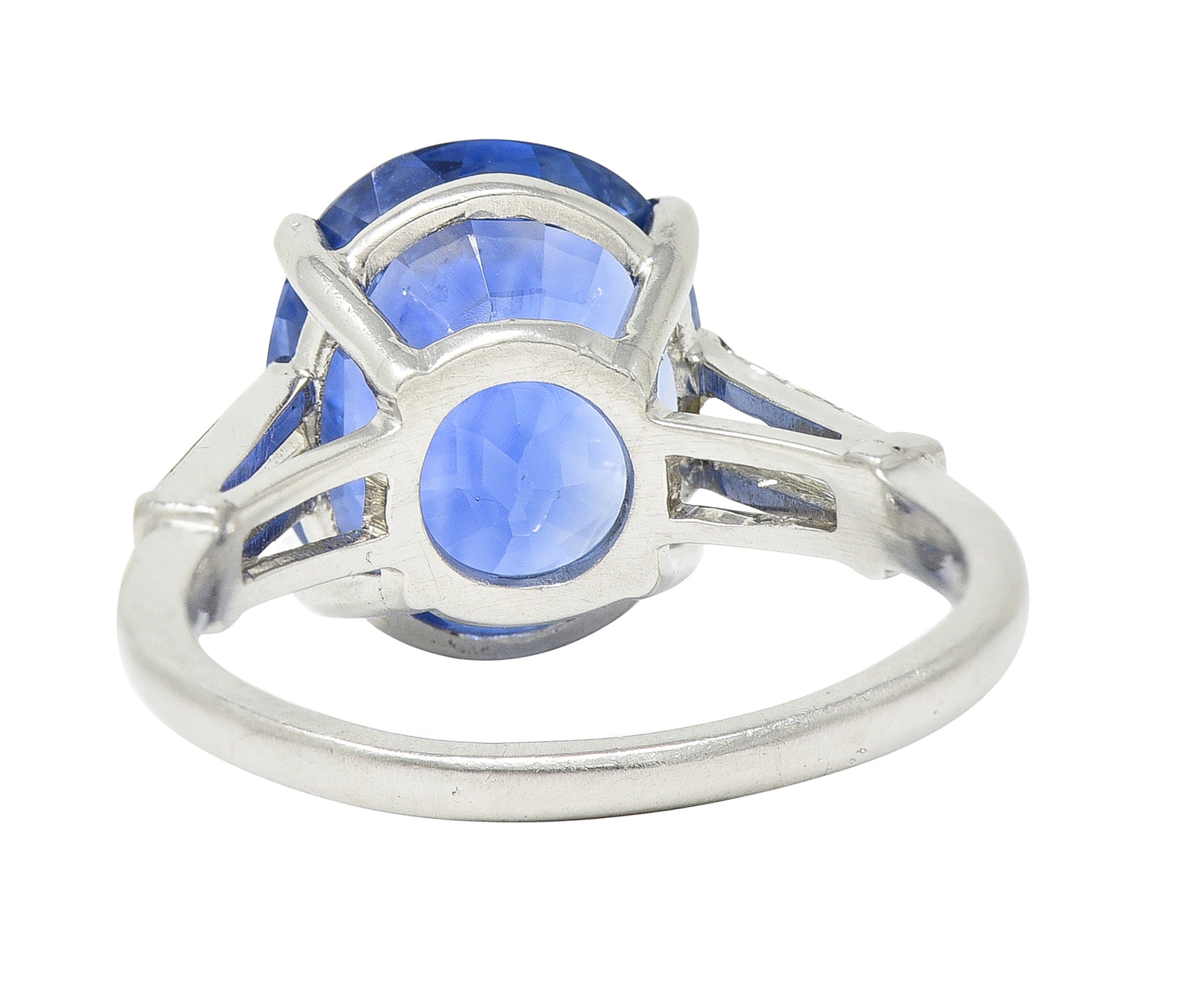 Vintage 9.19 CTW No Heat Ceylon Sapphire Diamond Platinum Three Stone Ring GIA