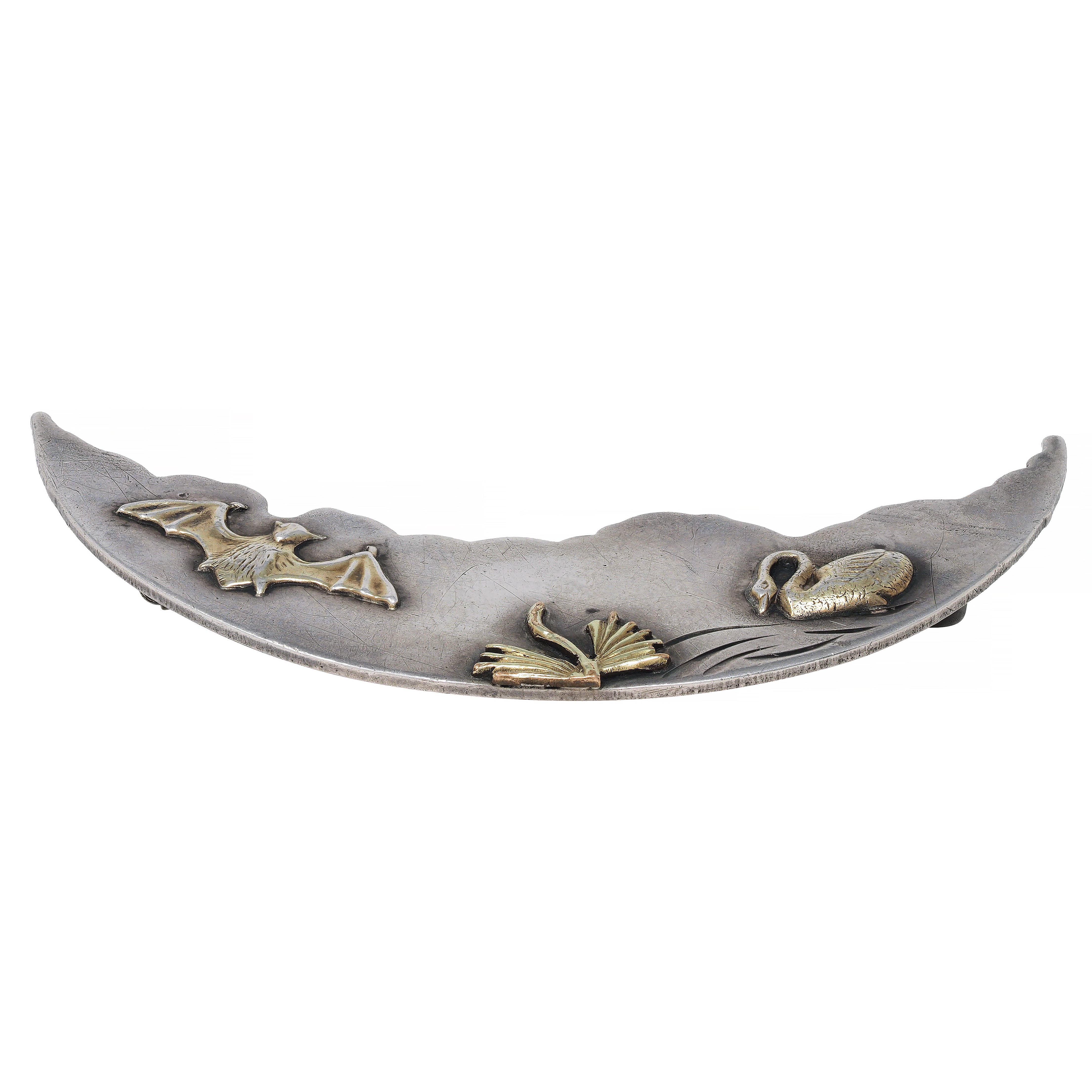 Frank M. Whiting Victorian 10 Karat Gold Sterling Silver Animal Antique Brooch