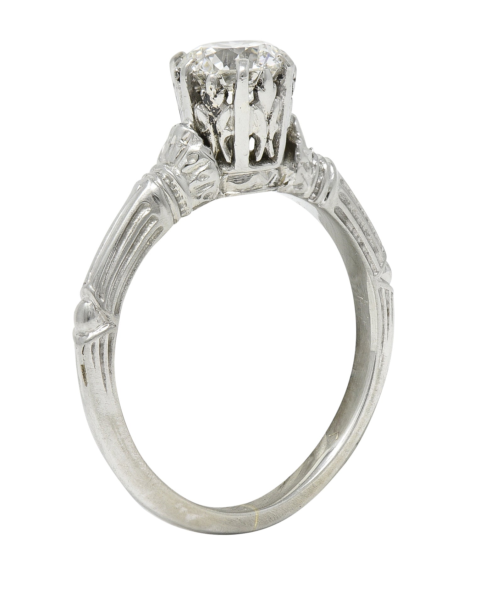 Art Deco 0.63 CTW Old European Diamond 18 Karat Gold Vintage Engagement Ring