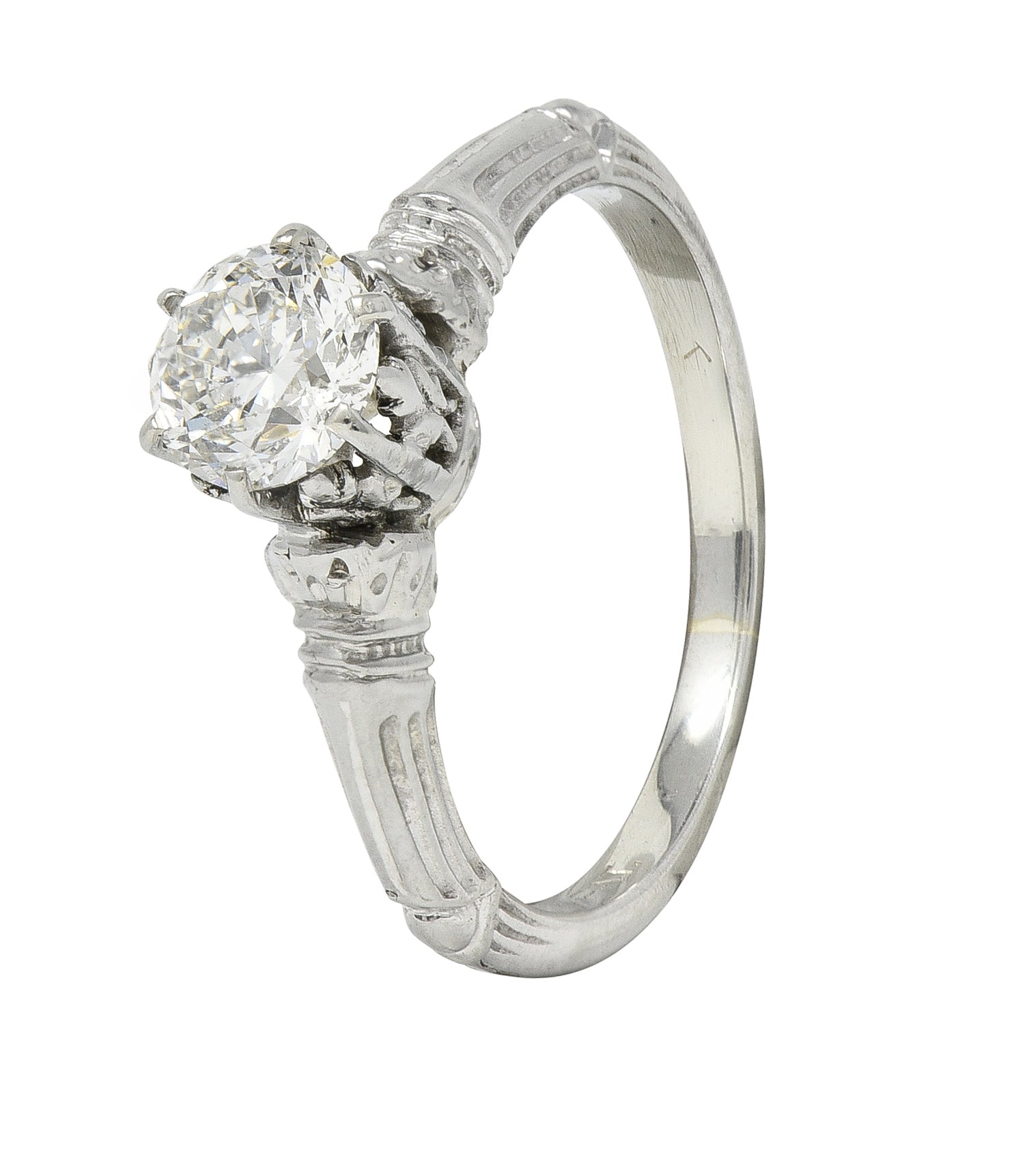 Art Deco 0.63 CTW Old European Diamond 18 Karat Gold Vintage Engagement Ring