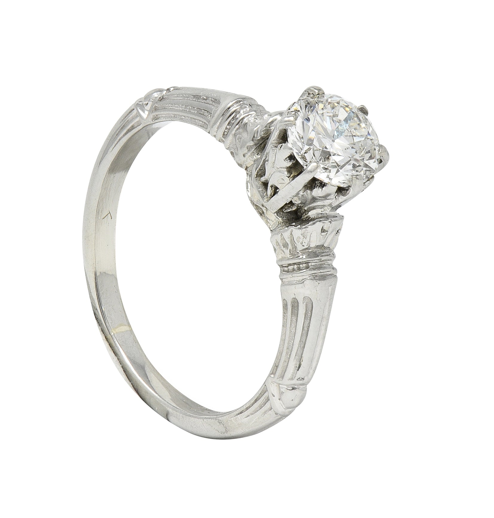 Art Deco 0.63 CTW Old European Diamond 18 Karat Gold Vintage Engagement Ring