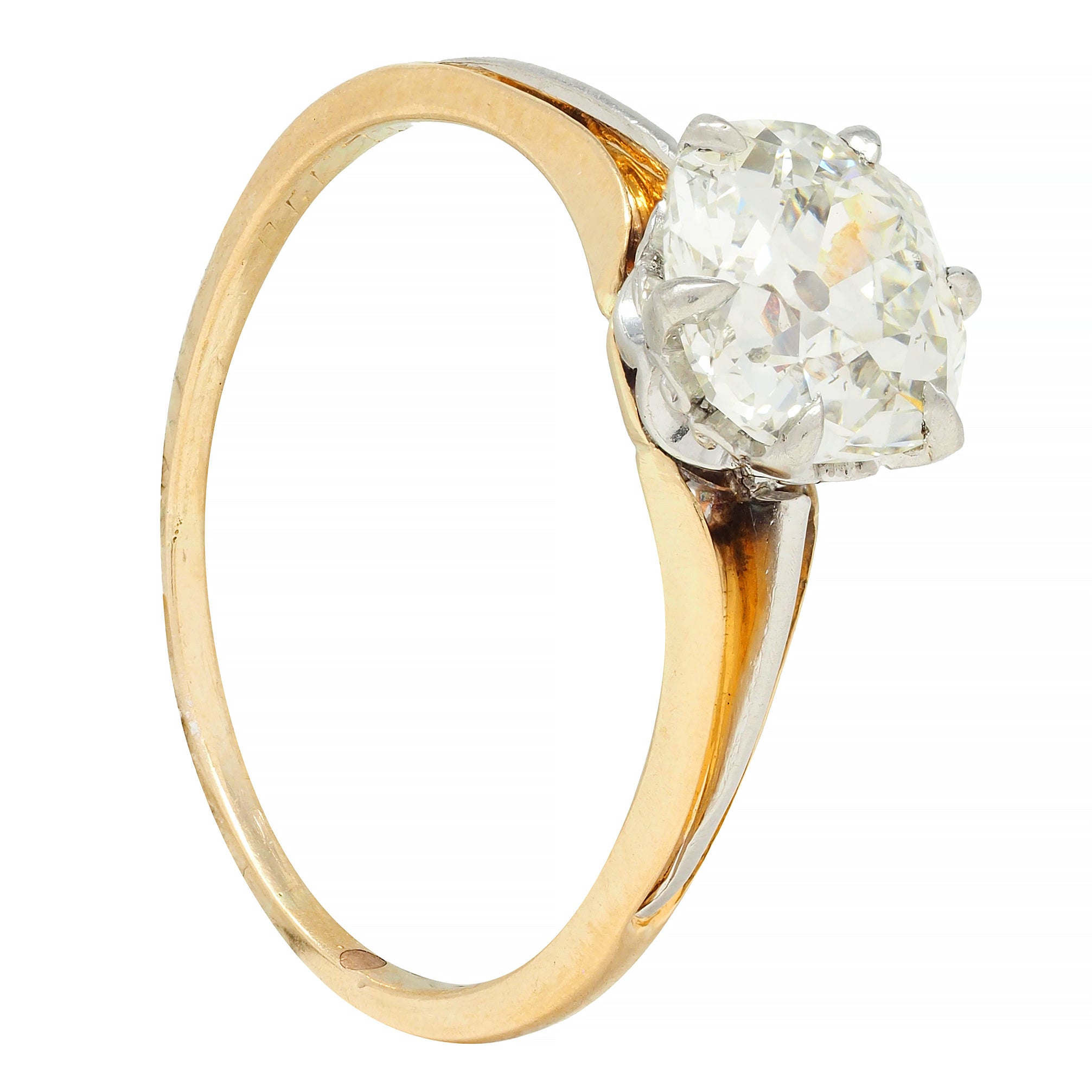 Late Victorian 1.46 CTW Old Mine Diamond Platinum 14 Karat Gold Engagement Ring