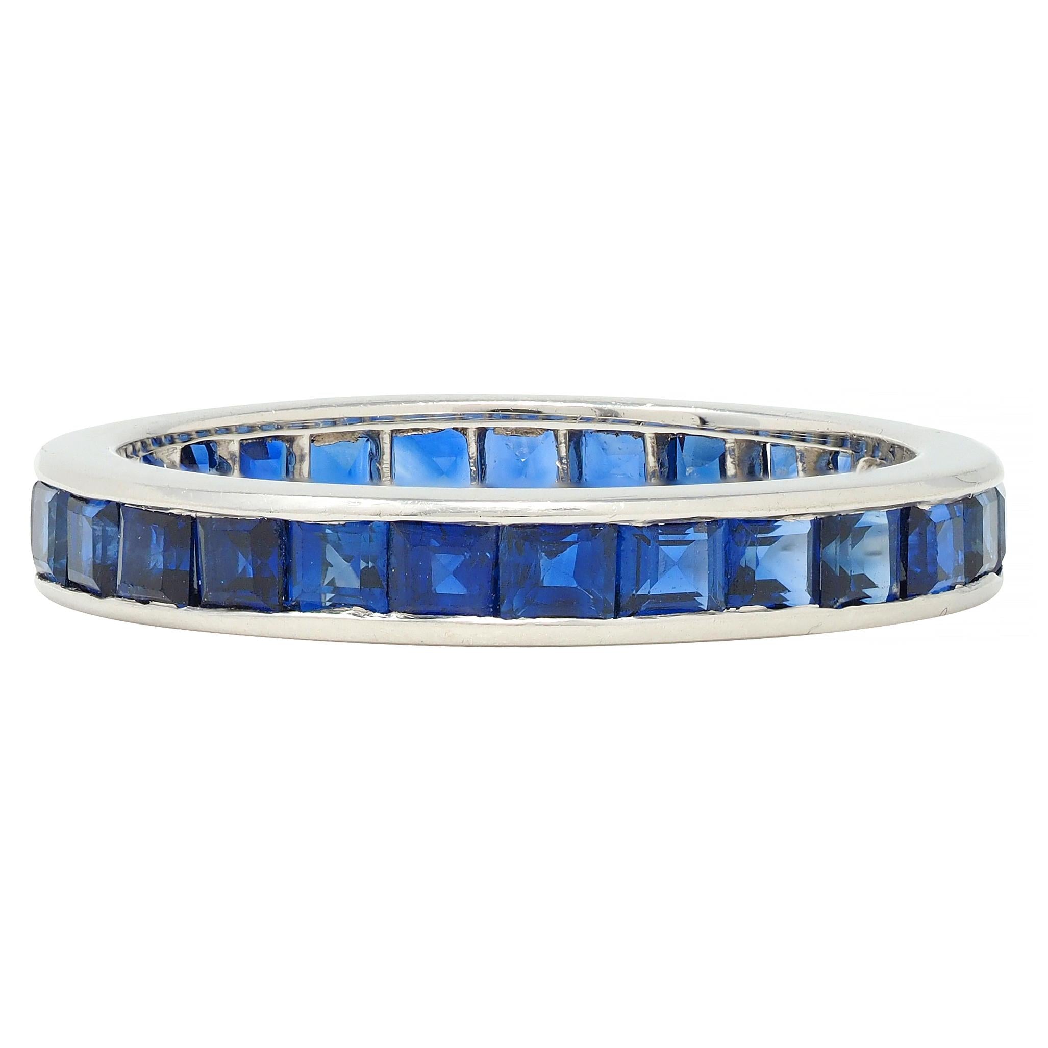 Oscar Heyman 1.89 CTW Sapphire Platinum Vintage Eternity Band Ring