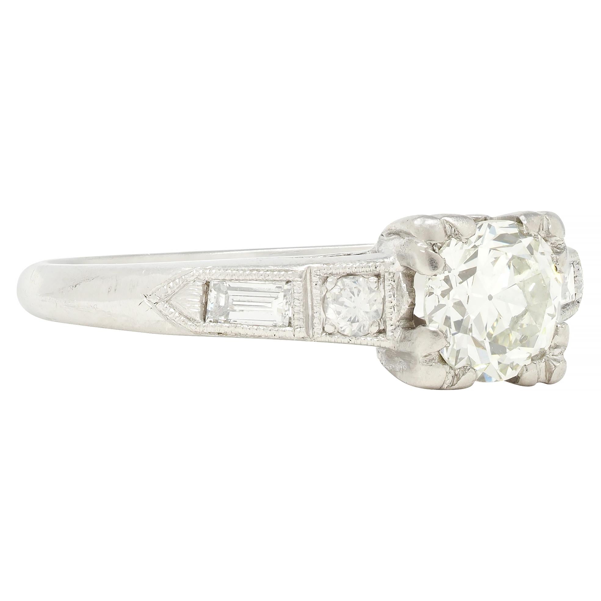 Art Deco 0.74 CTW Diamond Platinum Vintage Engagement Ring
