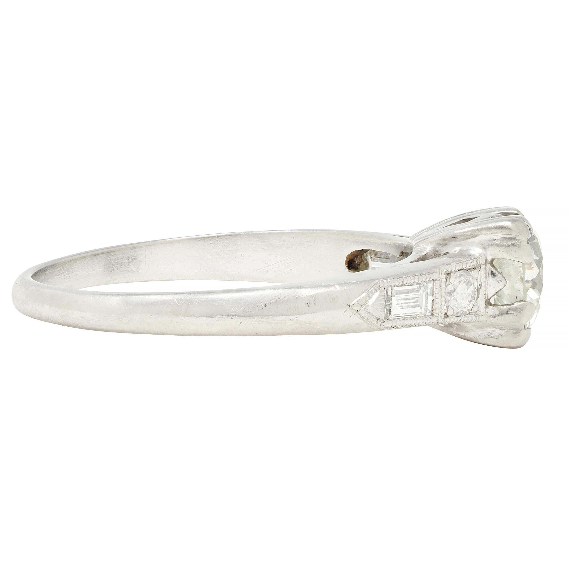 Art Deco 0.74 CTW Diamond Platinum Vintage Engagement Ring