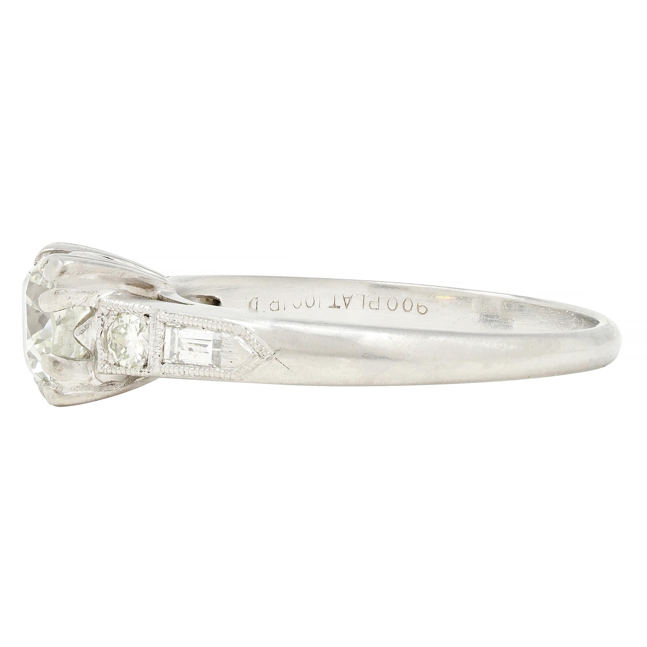 Art Deco 0.74 CTW Diamond Platinum Vintage Engagement Ring