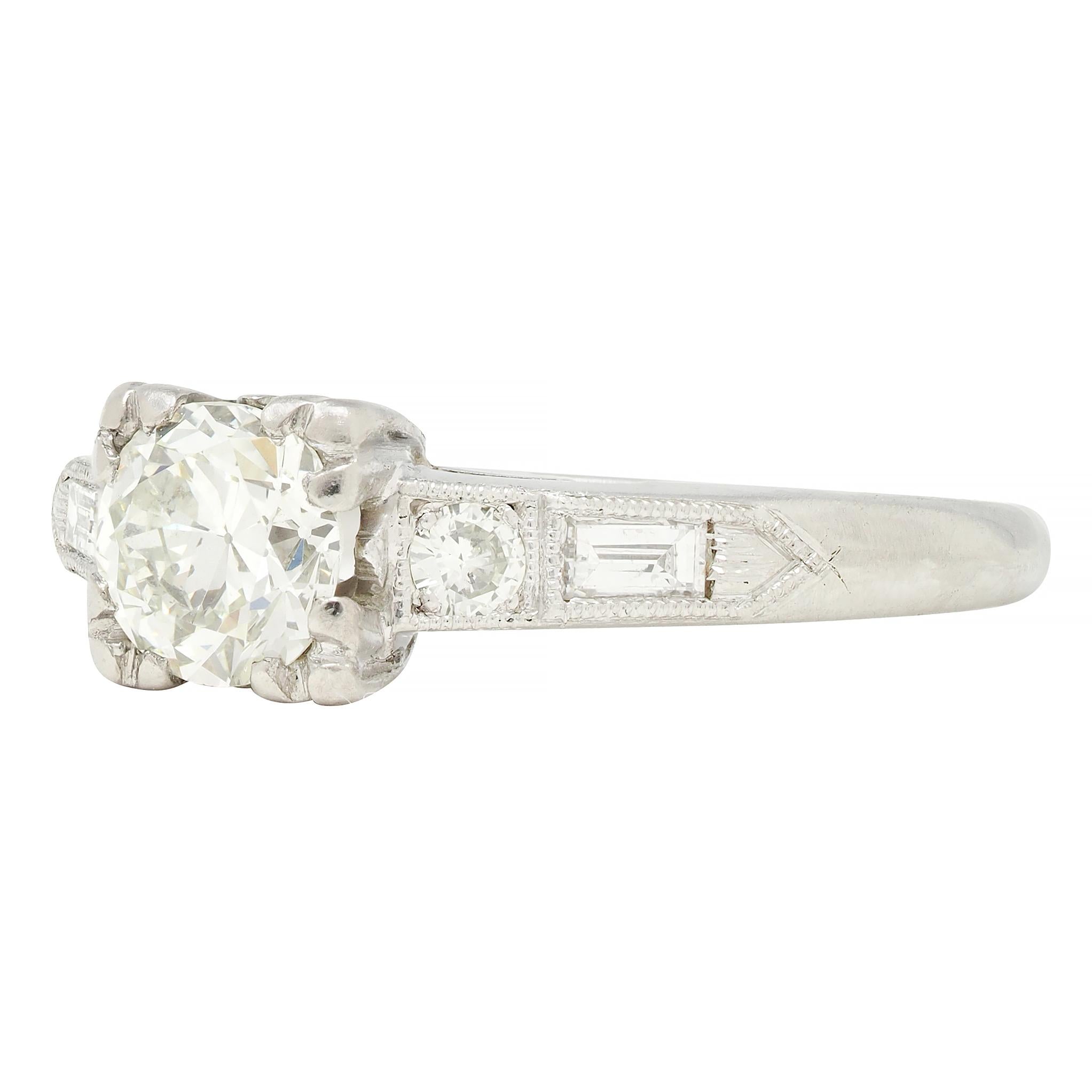Art Deco 0.74 CTW Diamond Platinum Vintage Engagement Ring