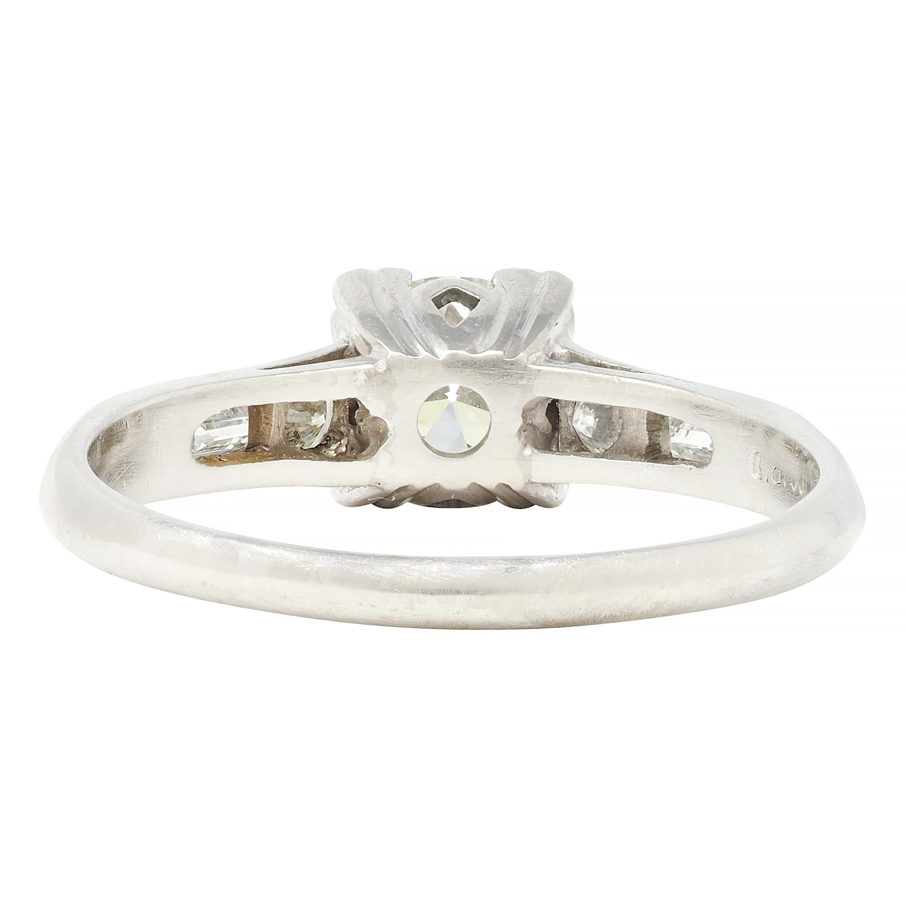 Art Deco 0.74 CTW Diamond Platinum Vintage Engagement Ring