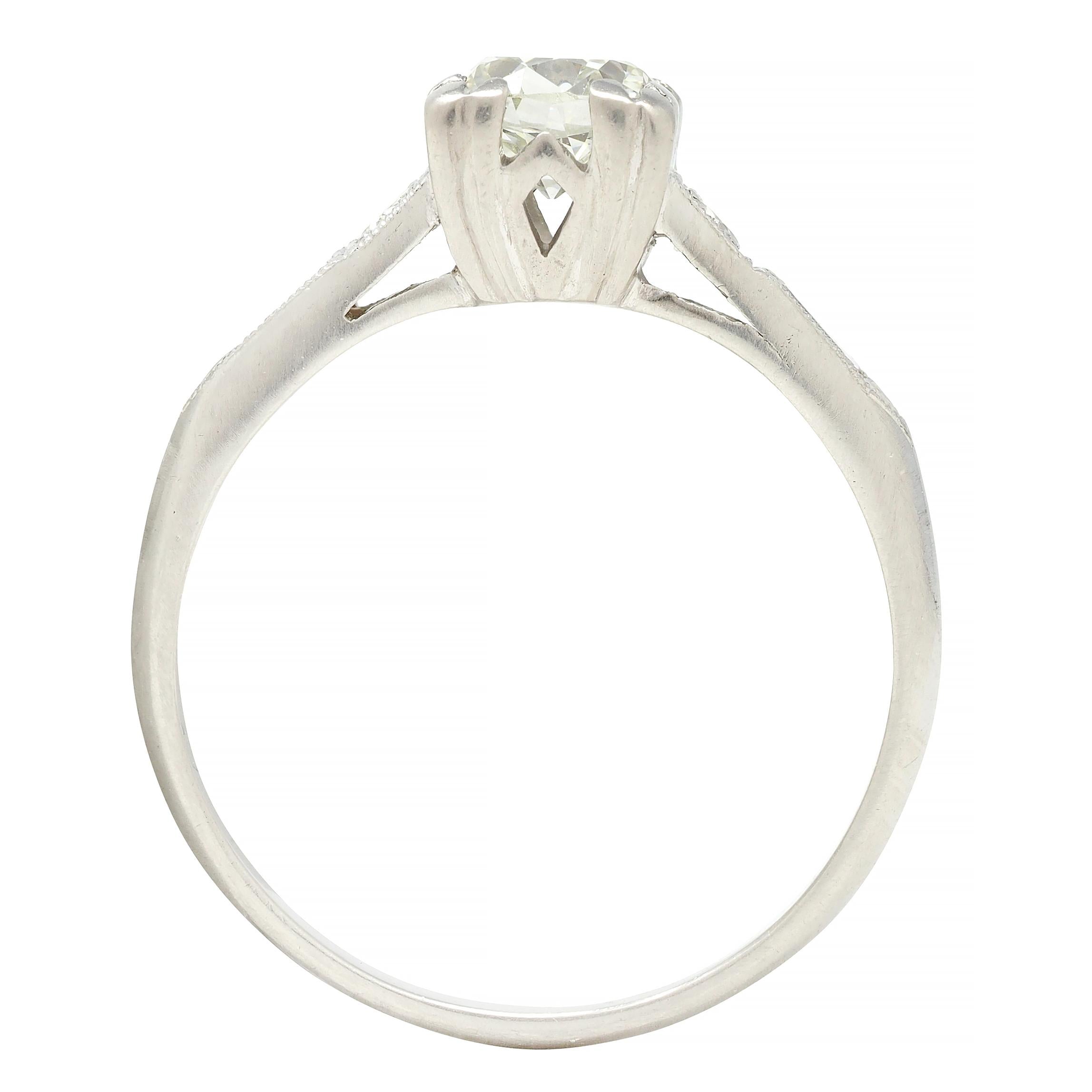 Art Deco 0.74 CTW Diamond Platinum Vintage Engagement Ring