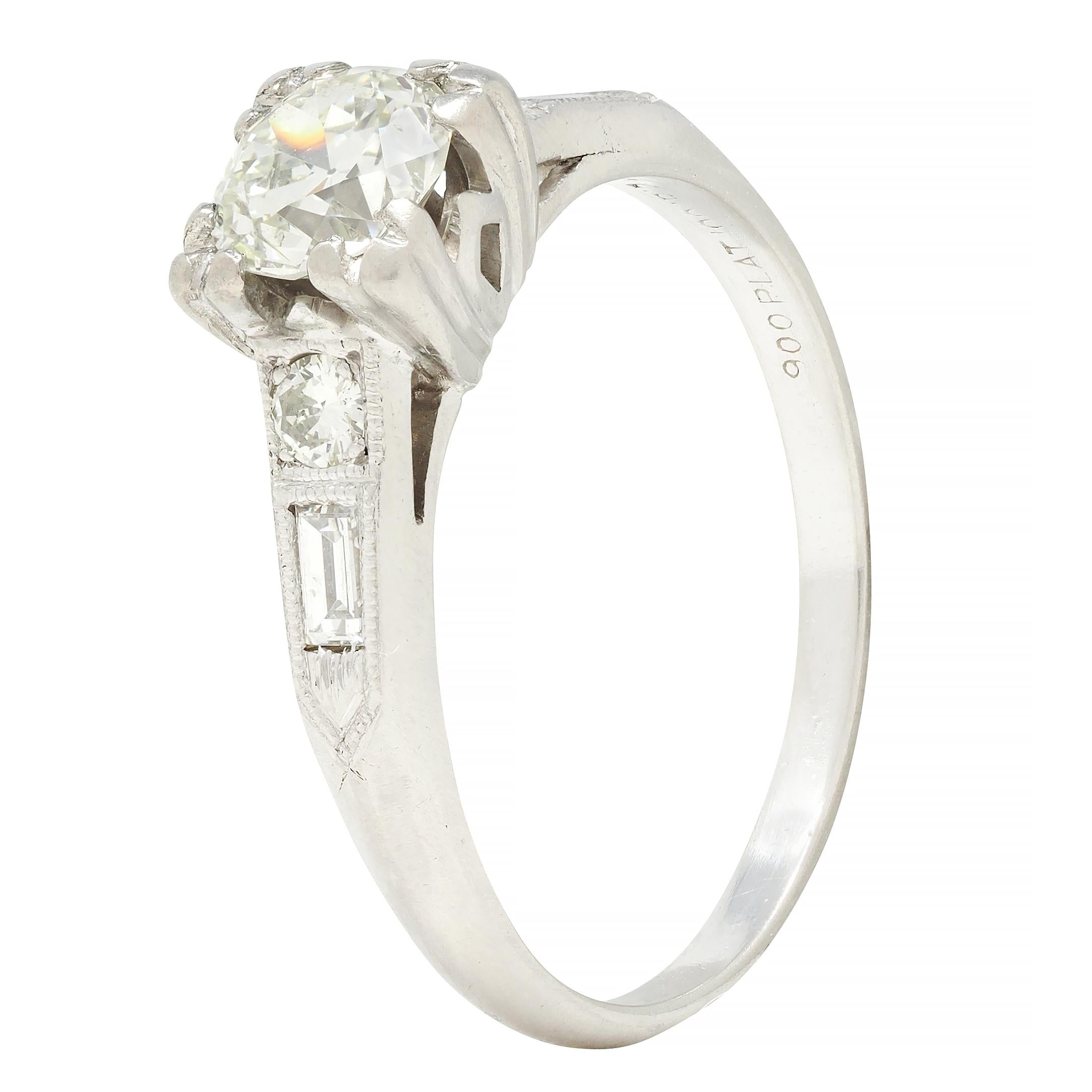 Art Deco 0.74 CTW Diamond Platinum Vintage Engagement Ring