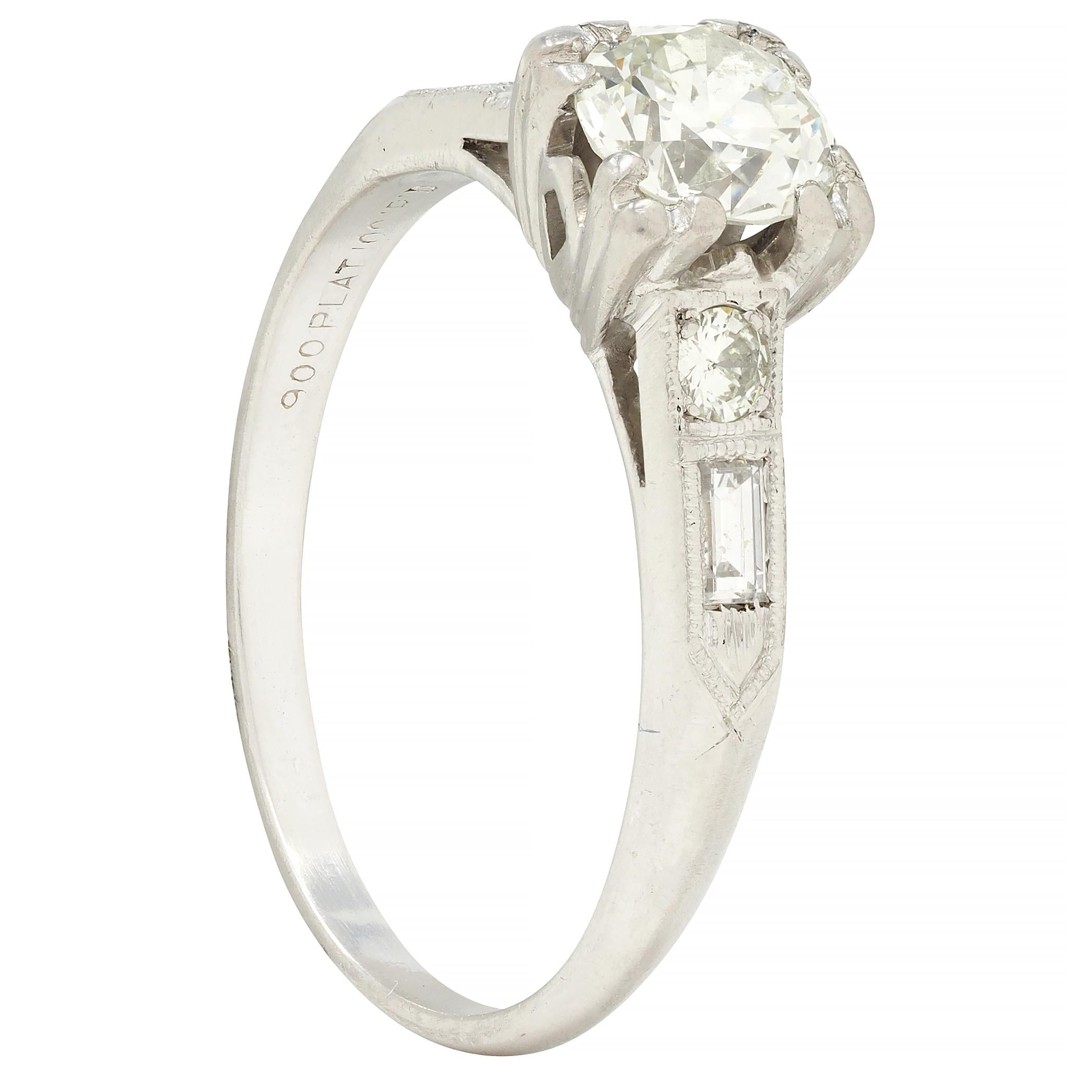 Art Deco 0.74 CTW Diamond Platinum Vintage Engagement Ring
