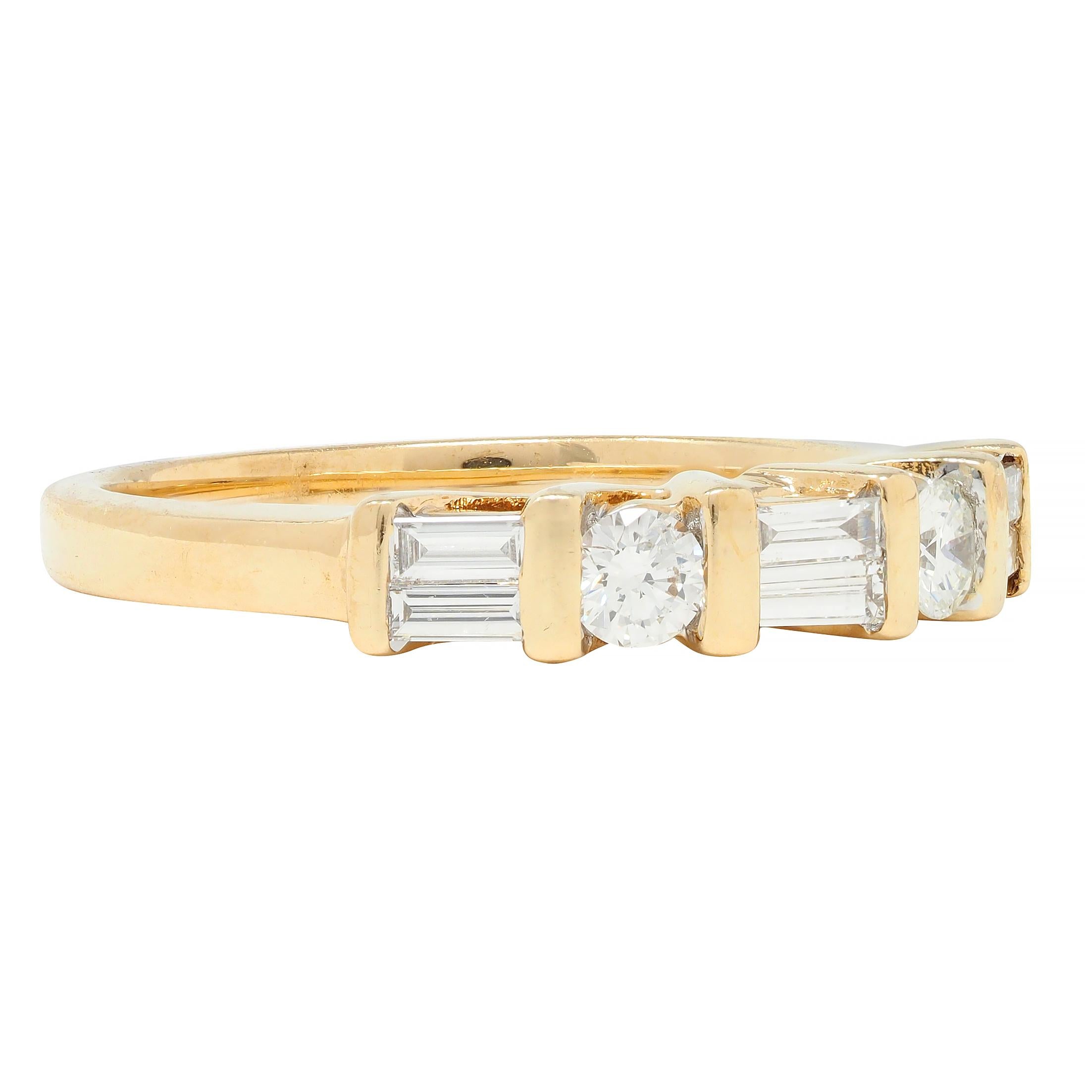 Contemporary 0.50 CTW Diamond 14 Karat Yellow Gold Band Ring
