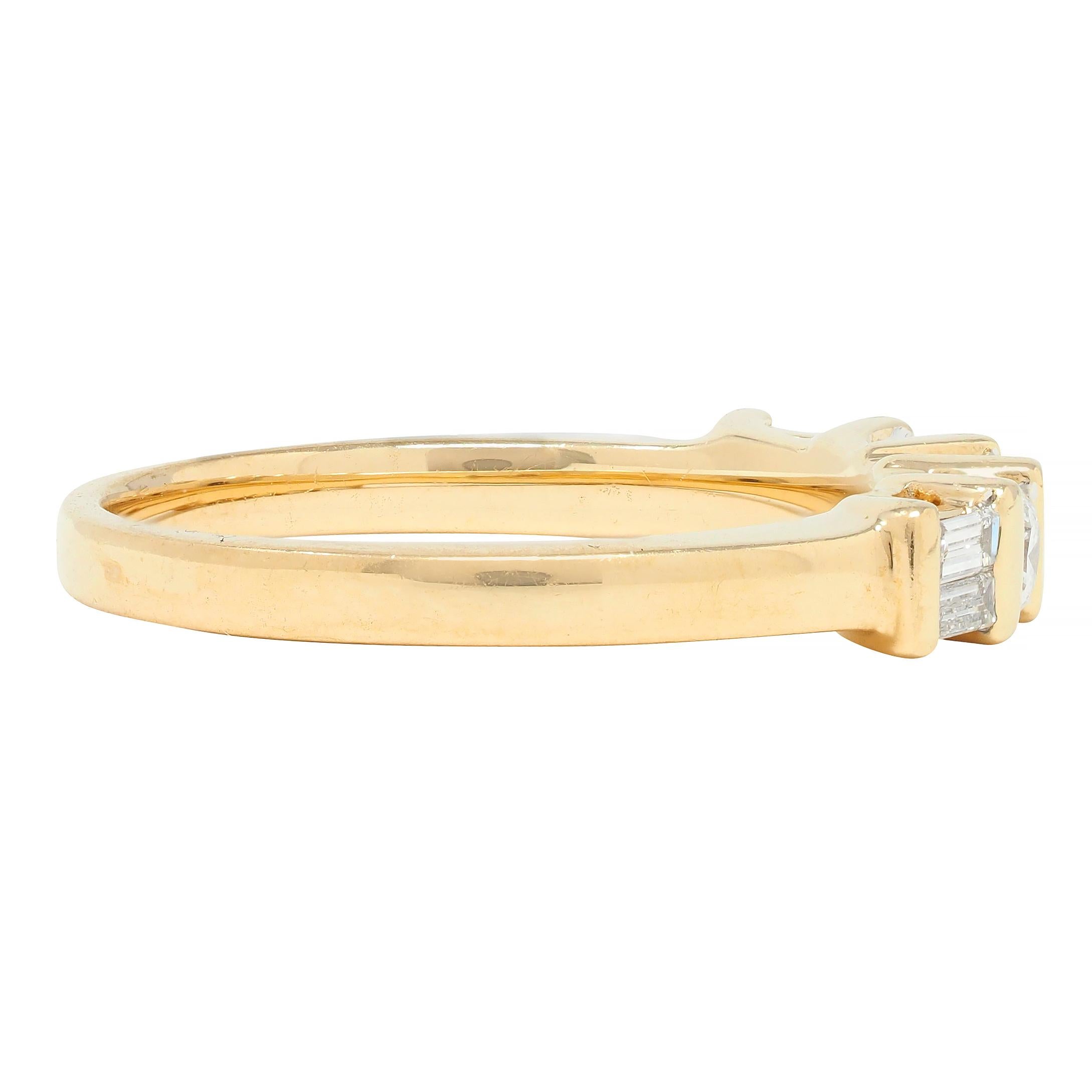 Contemporary 0.50 CTW Diamond 14 Karat Yellow Gold Band Ring
