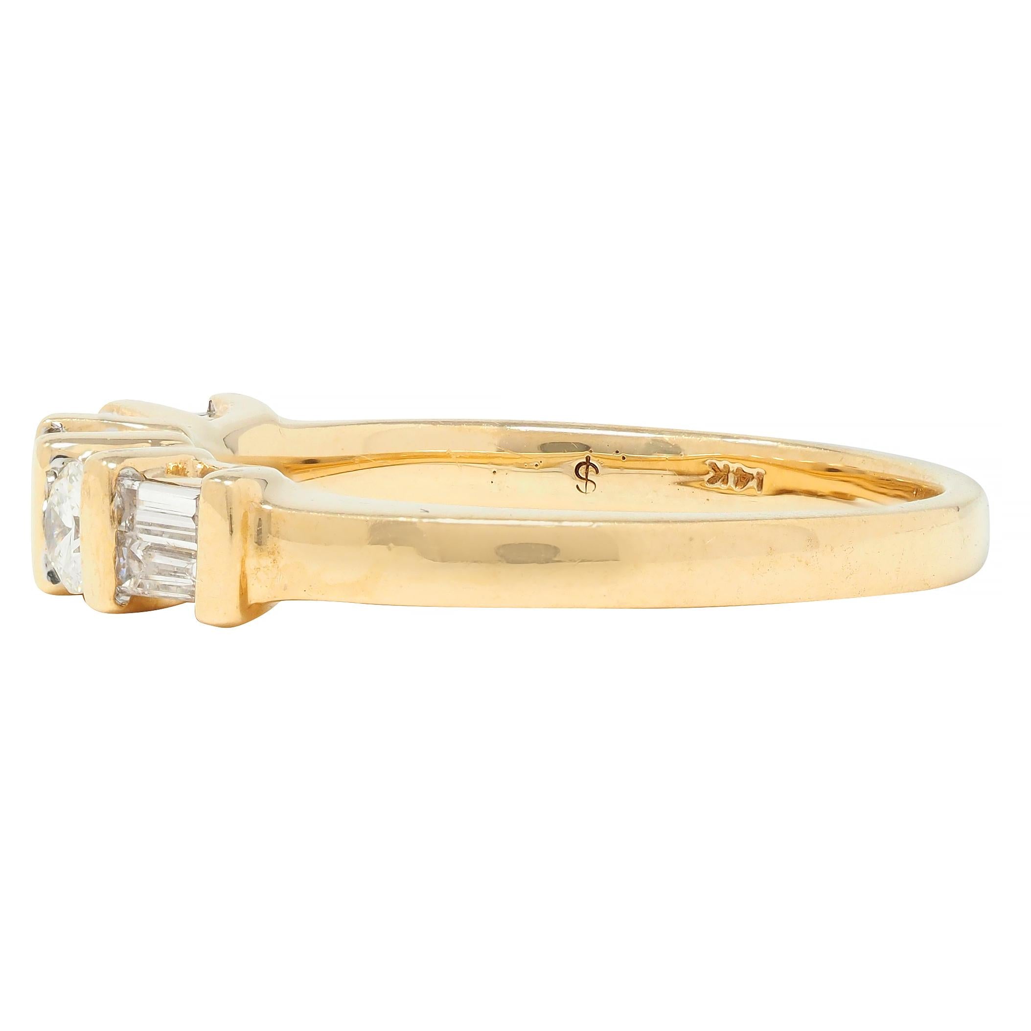 Contemporary 0.50 CTW Diamond 14 Karat Yellow Gold Band Ring