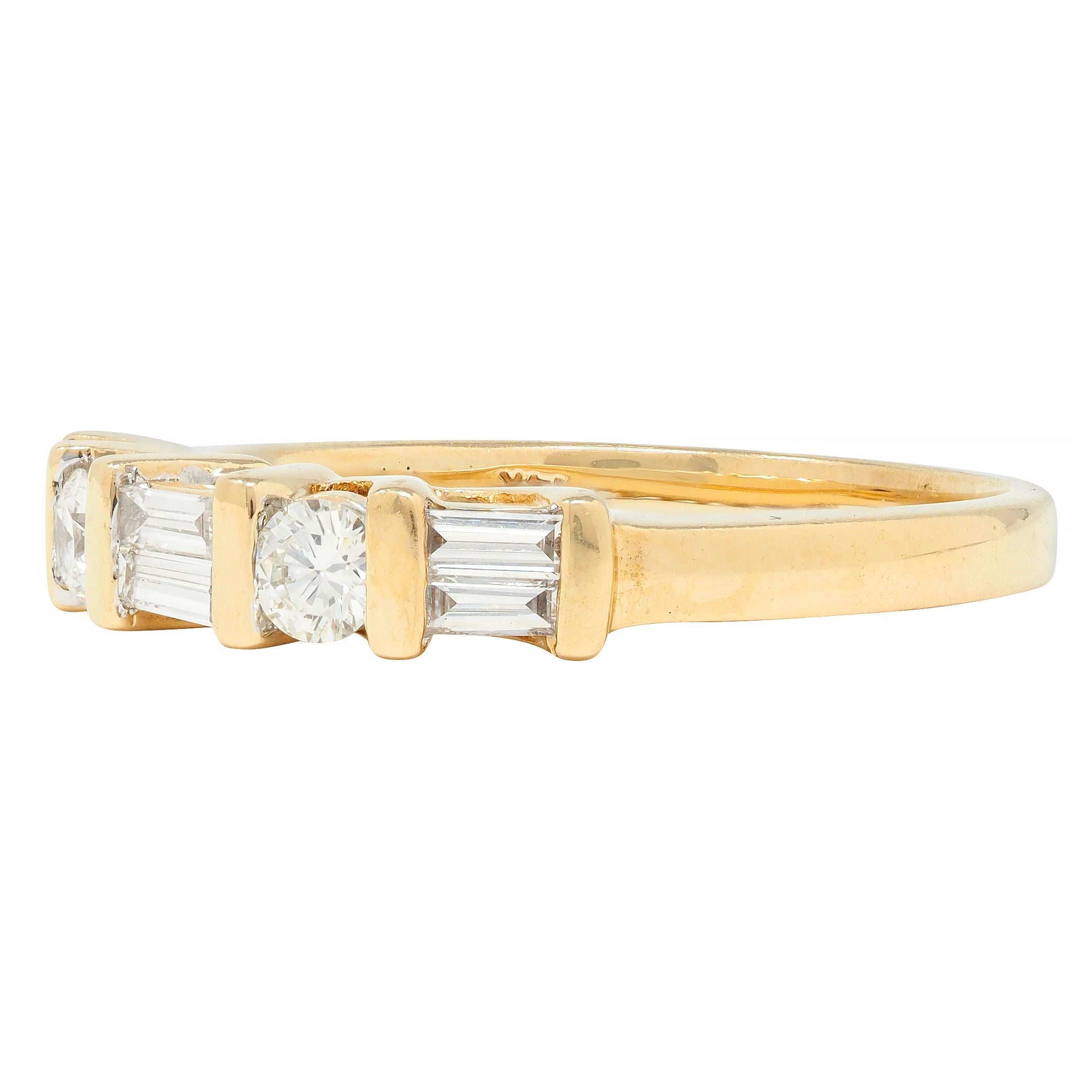 Contemporary 0.50 CTW Diamond 14 Karat Yellow Gold Band Ring