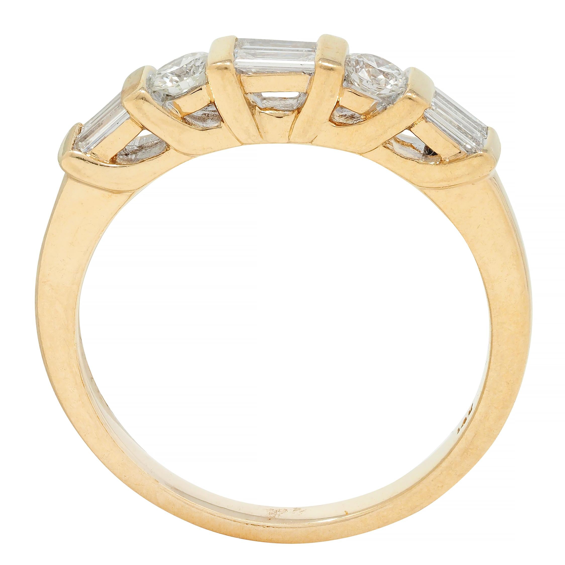 Contemporary 0.50 CTW Diamond 14 Karat Yellow Gold Band Ring