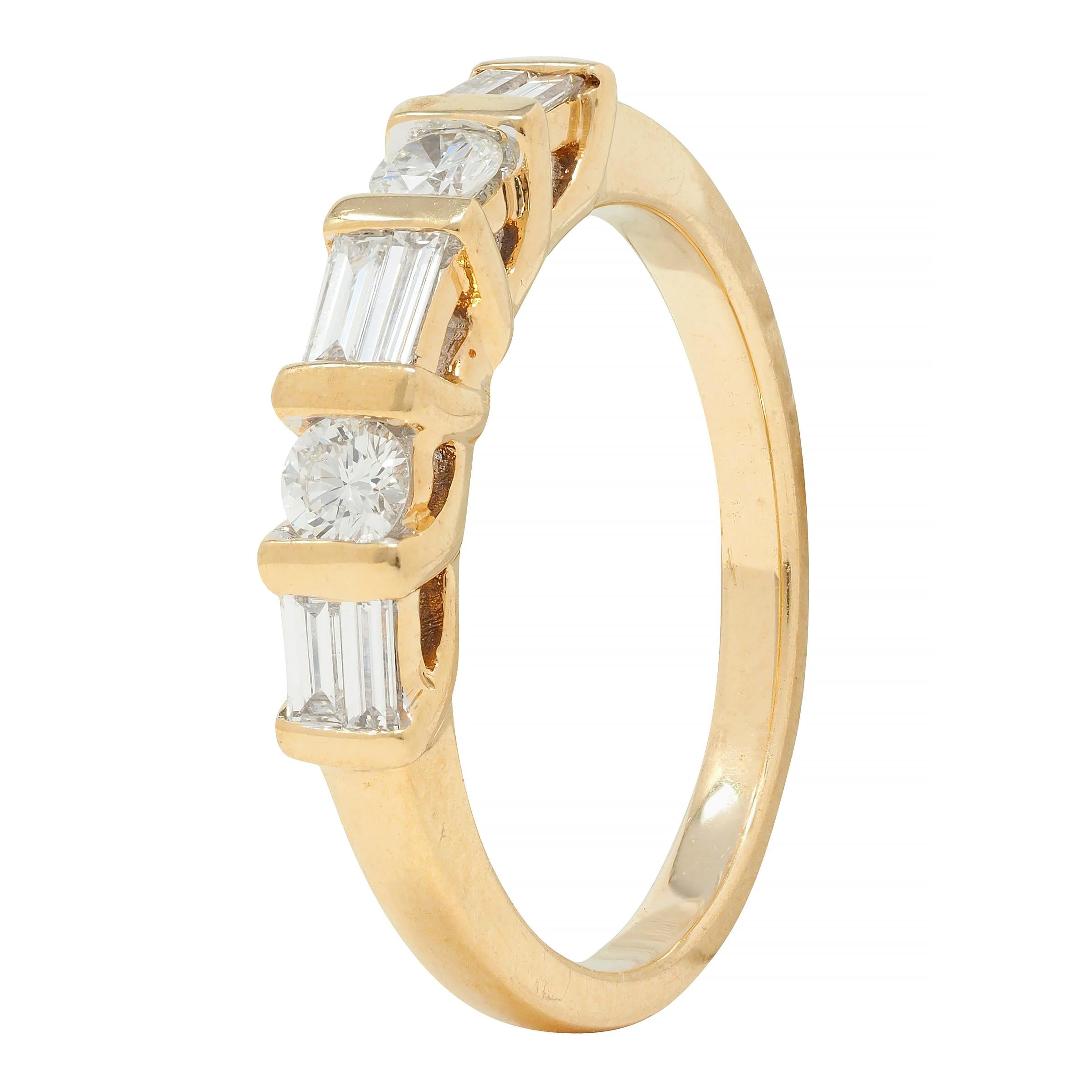 Contemporary 0.50 CTW Diamond 14 Karat Yellow Gold Band Ring