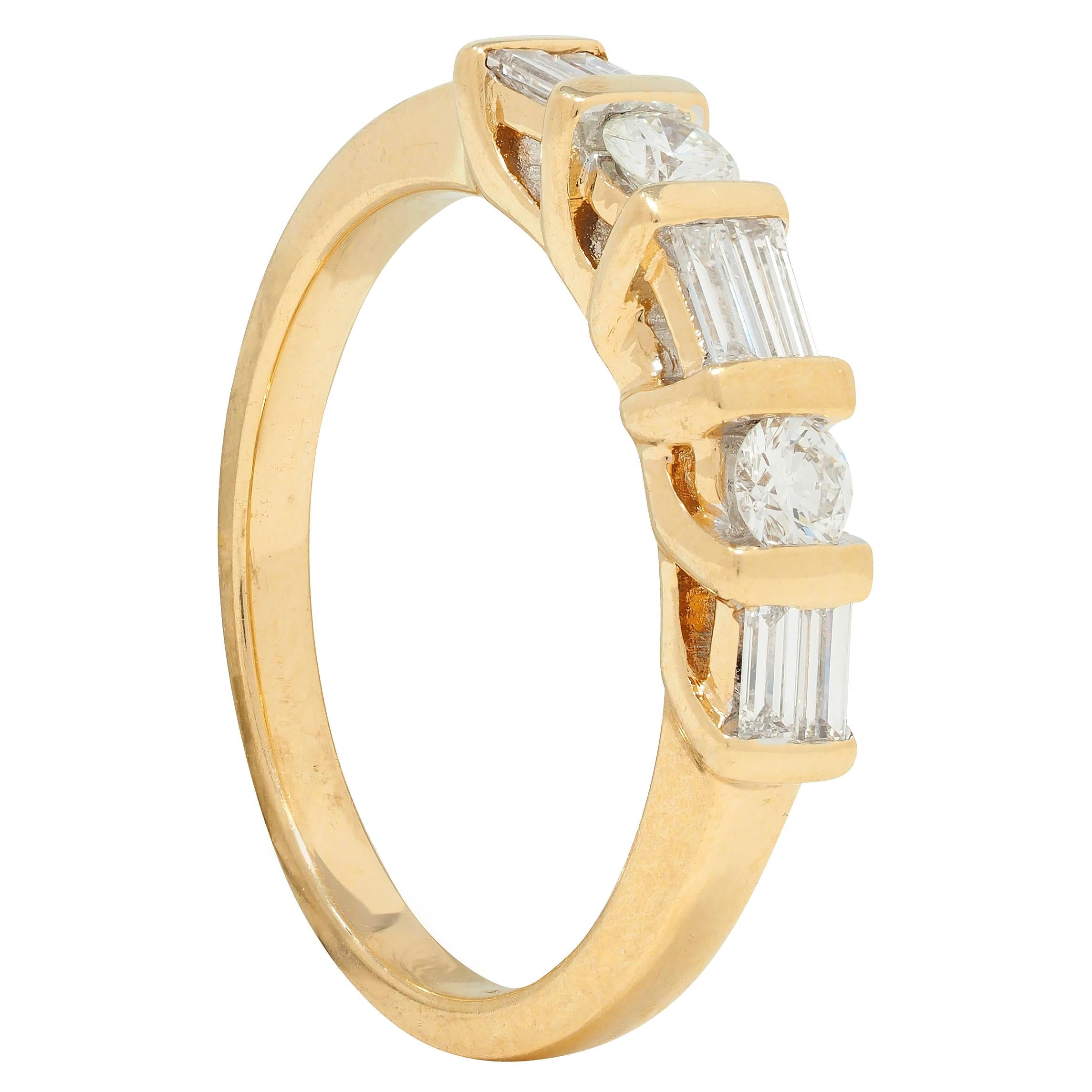 Contemporary 0.50 CTW Diamond 14 Karat Yellow Gold Band Ring