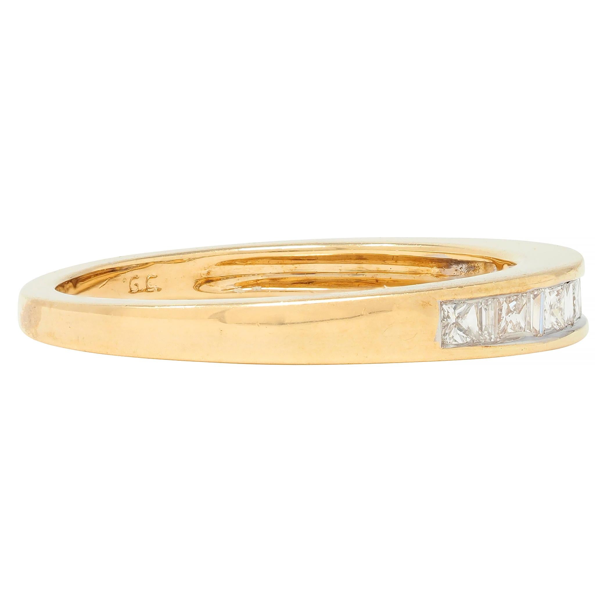 Contemporary 0.44 CTW Princess Cut Diamond 14 Karat Yellow Gold Band Ring