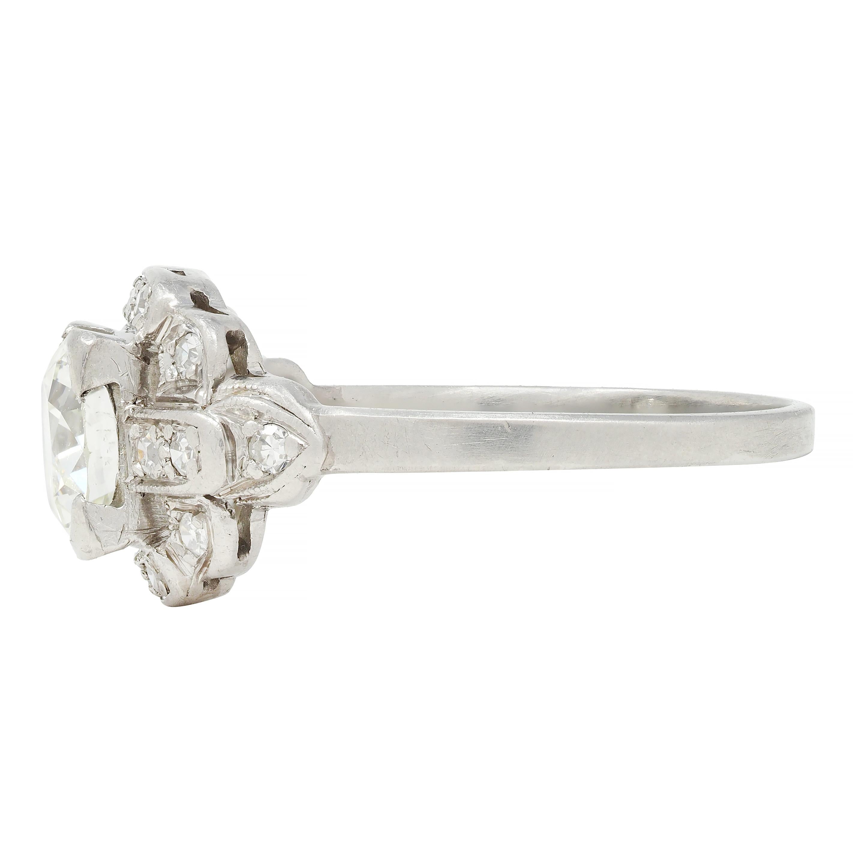 Art Deco 1.21 CTW Diamond Platinum Stepped Buckle Vintage Engagement Ring