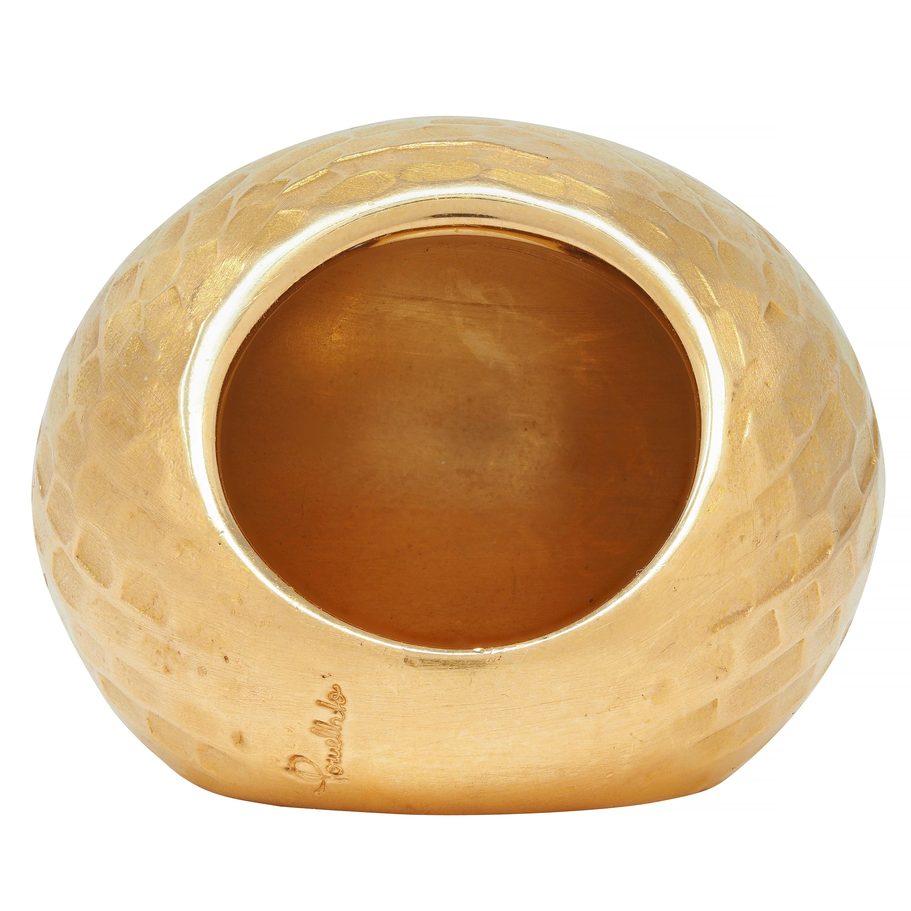 Pomellato 2005 18 Karat Yellow Gold Hammered Duna Cocktail Ring
