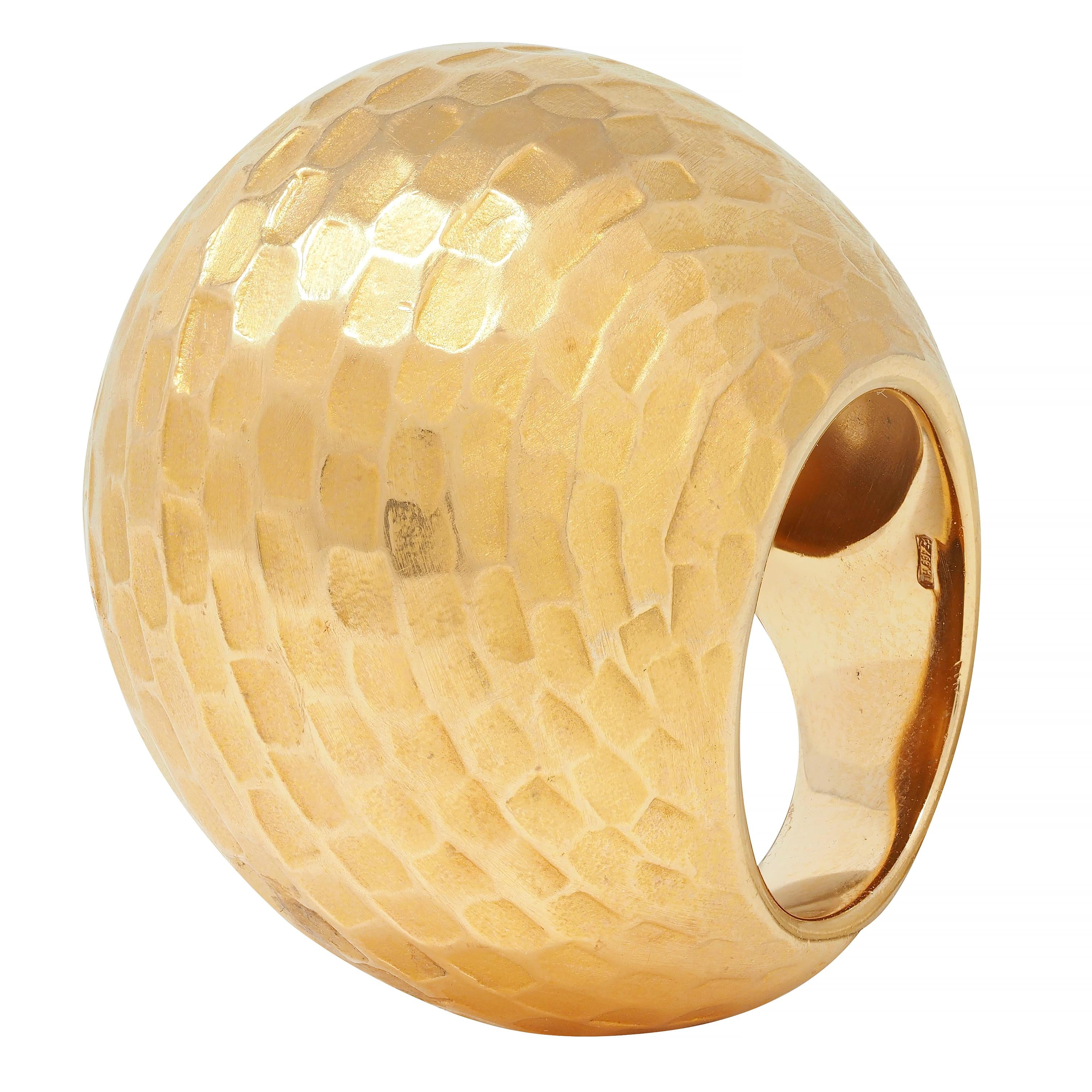 Pomellato 2005 18 Karat Yellow Gold Hammered Duna Cocktail Ring
