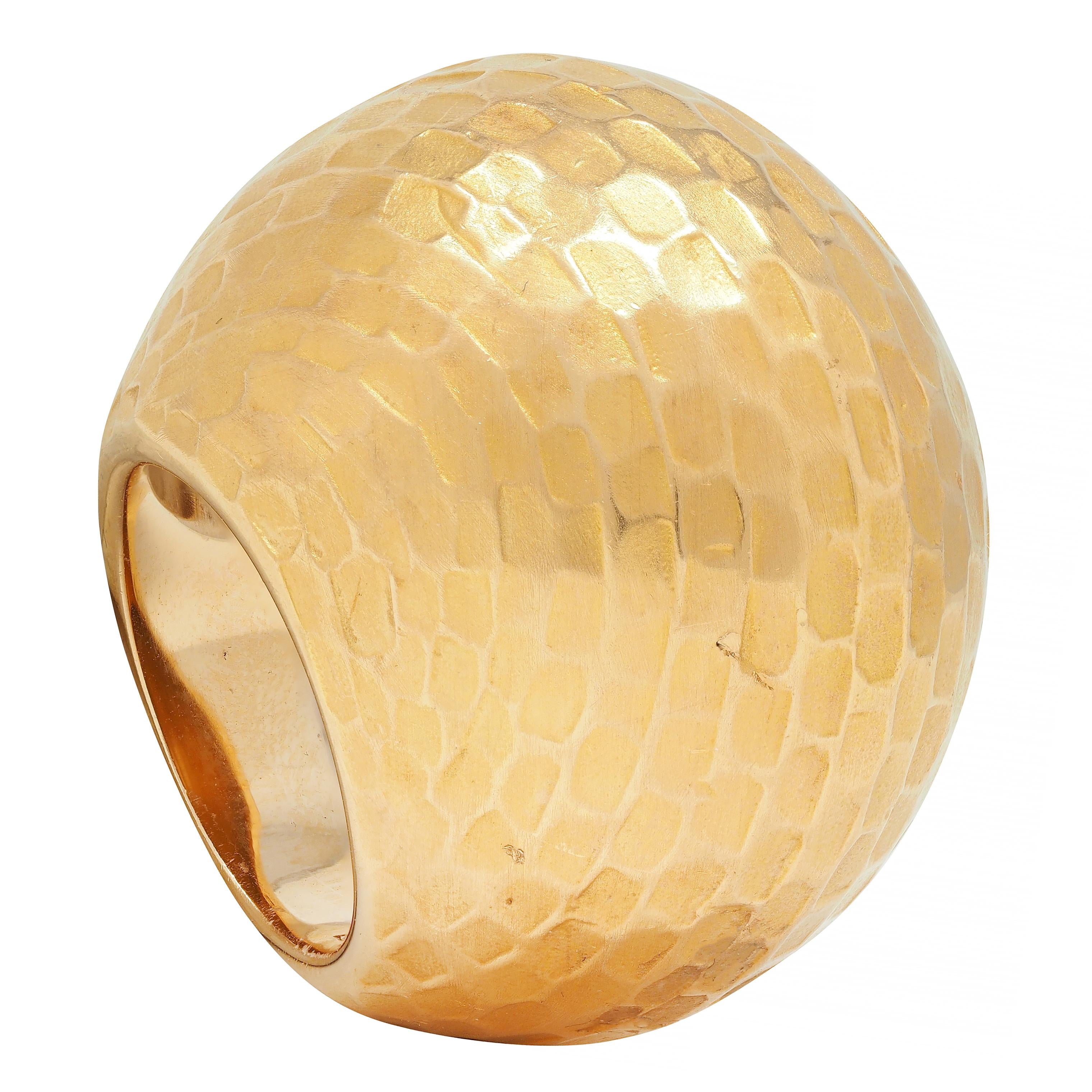Pomellato 2005 18 Karat Yellow Gold Hammered Duna Cocktail Ring