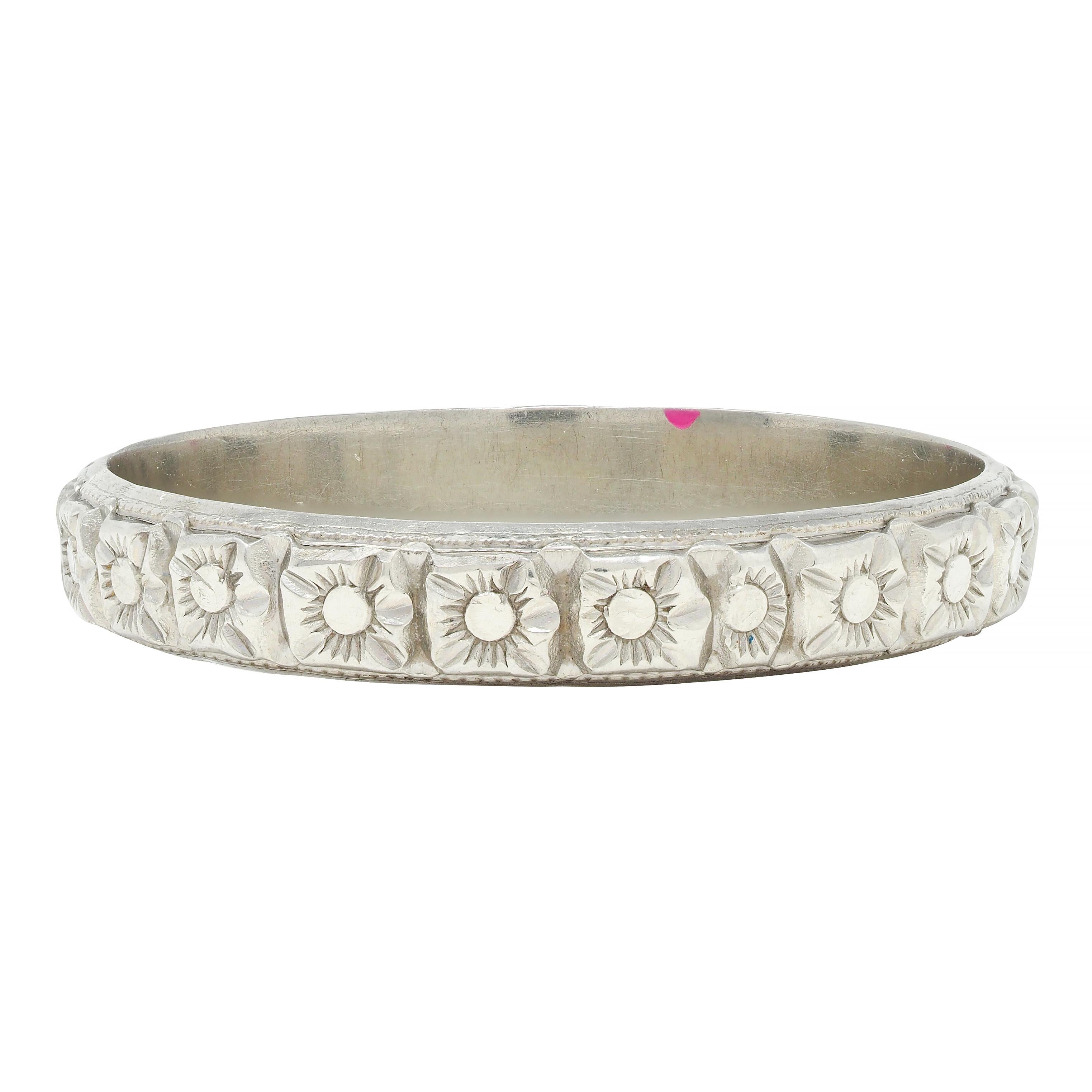 Art Deco 18 Karat White Gold Orange Blossom Vintage Wedding Band Ring