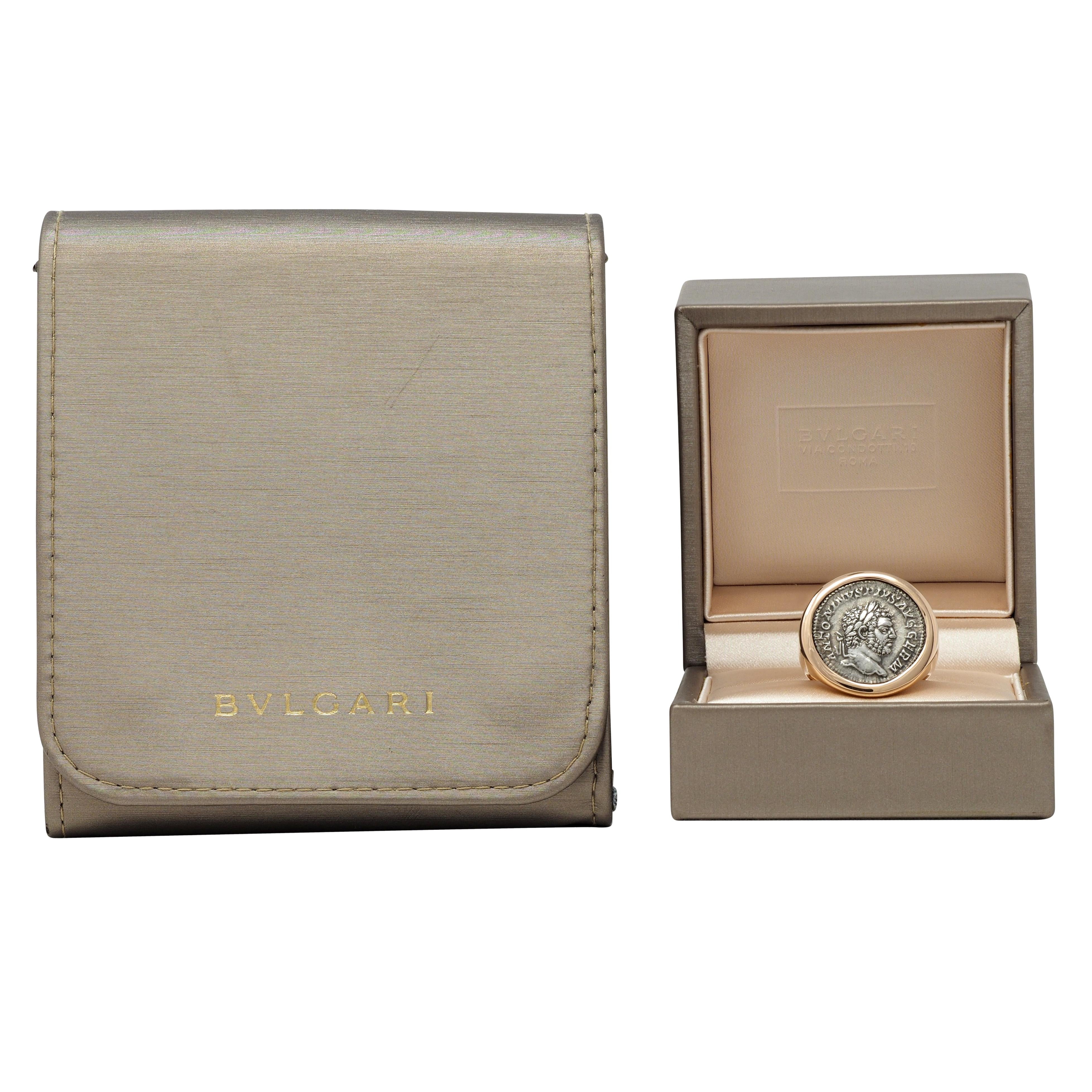 Bulgari Ancient Coin 18 Karat Rose Gold Monete Signet Ring