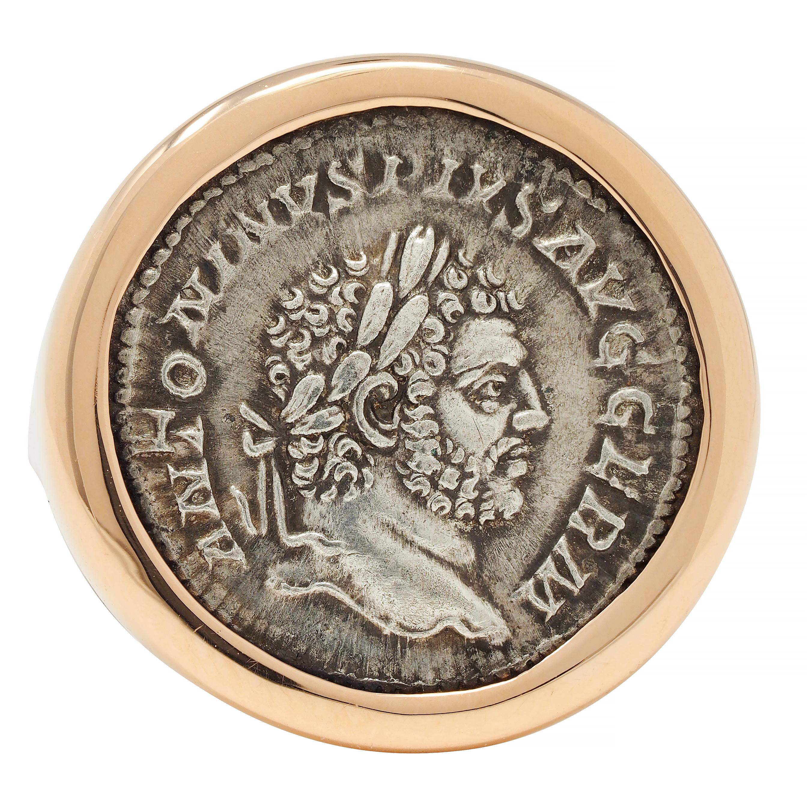 Bulgari Ancient Coin 18 Karat Rose Gold Monete Signet Ring