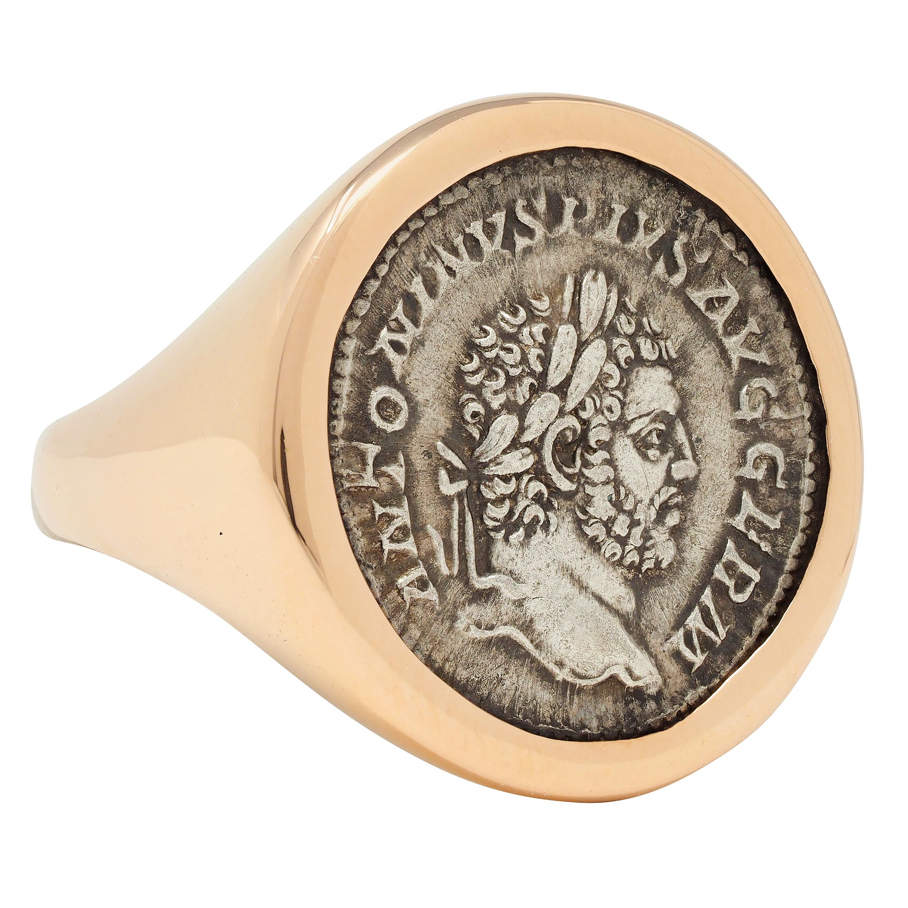 Bulgari Ancient Coin 18 Karat Rose Gold Monete Signet Ring