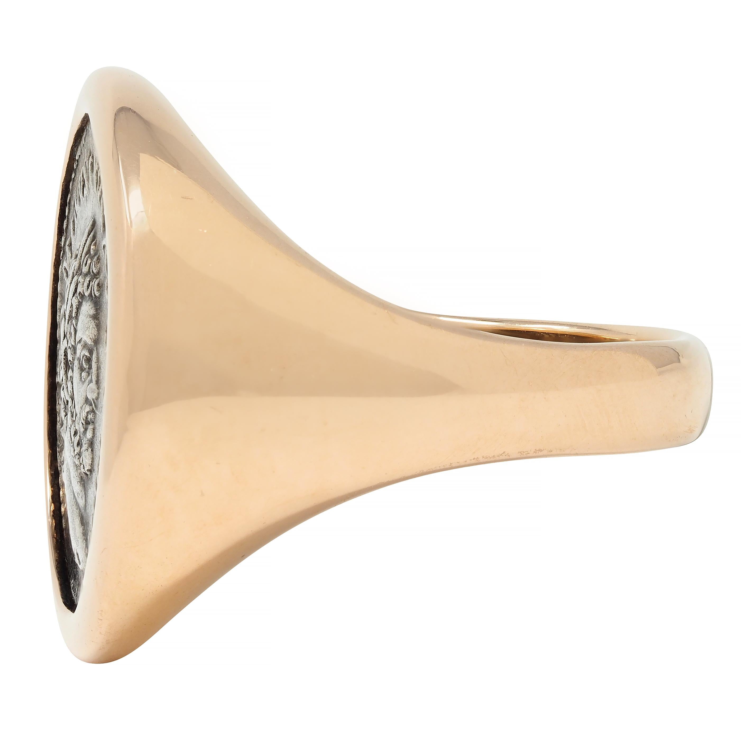 Bulgari Ancient Coin 18 Karat Rose Gold Monete Signet Ring