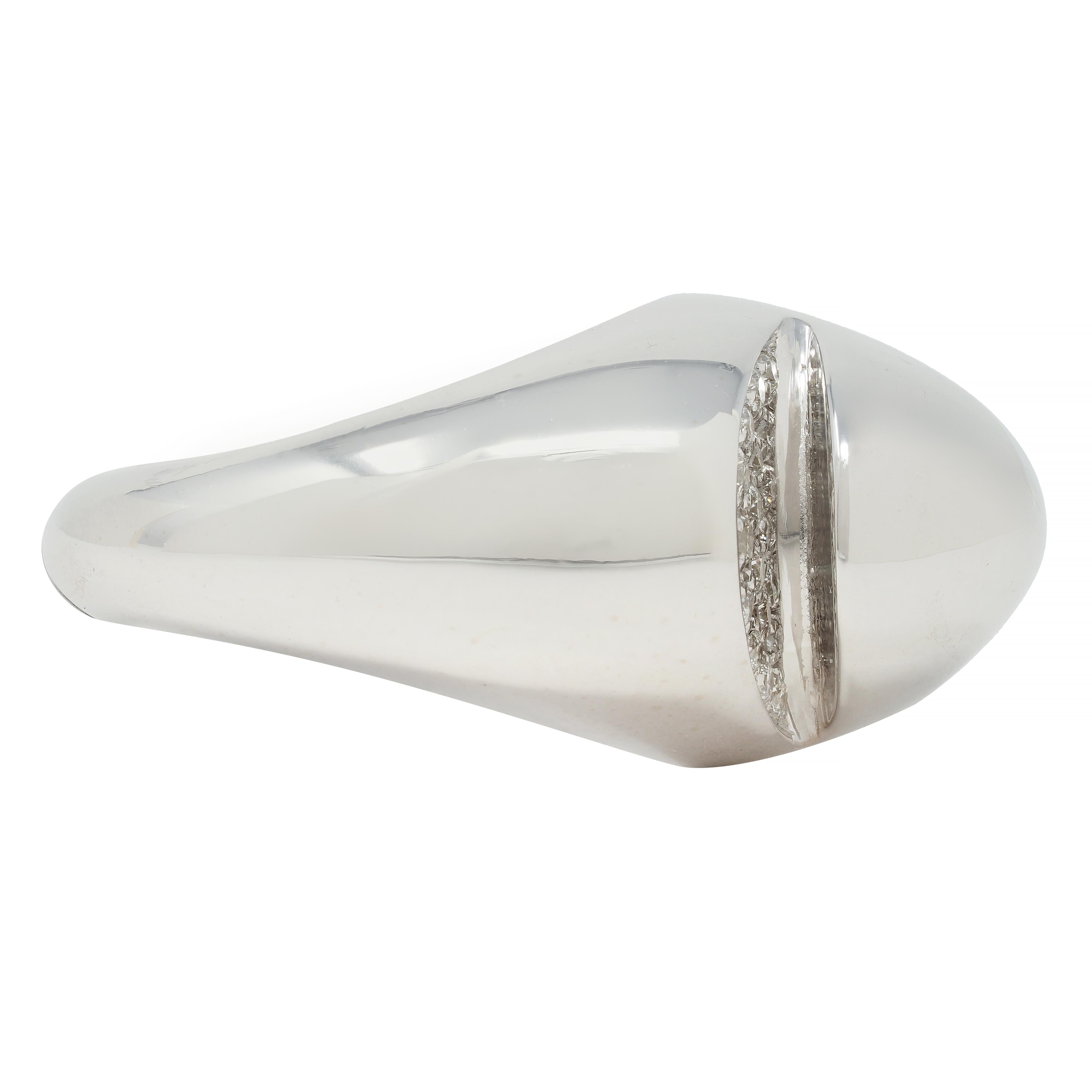 Bulgari Diamond 18 Karat White Gold Dome Modernist Vintage Ring