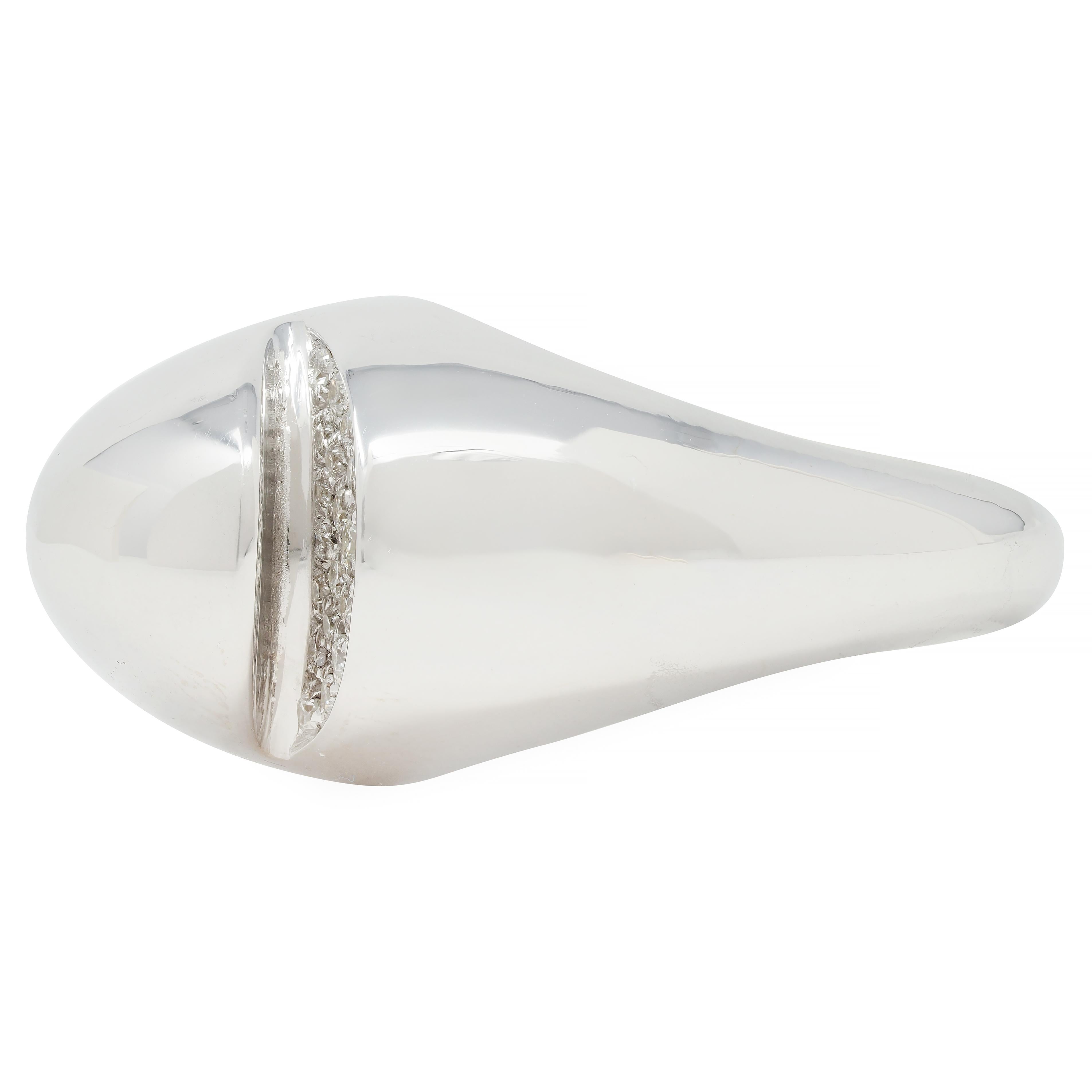 Bulgari Diamond 18 Karat White Gold Dome Modernist Vintage Ring
