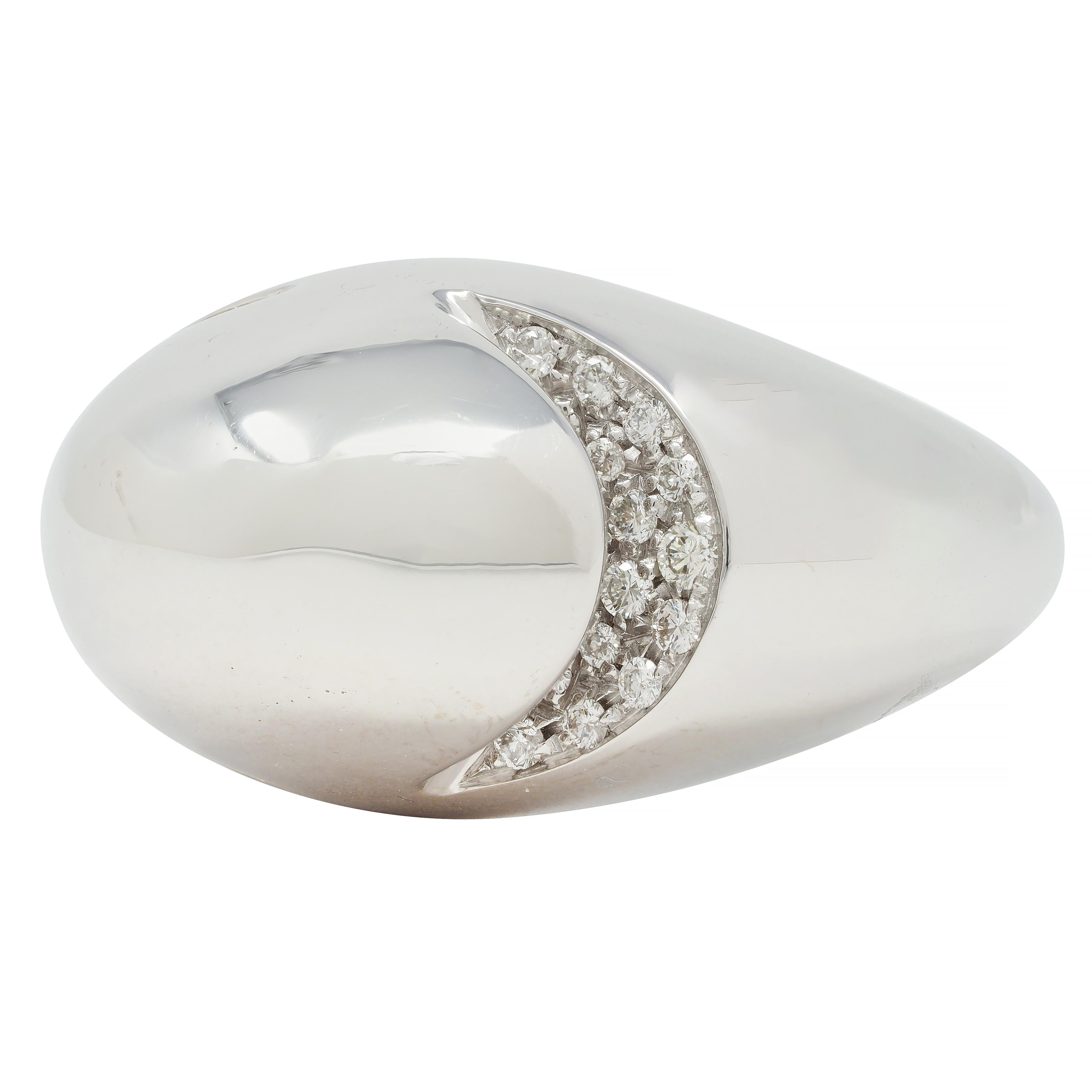 Bulgari Diamond 18 Karat White Gold Dome Modernist Vintage Ring
