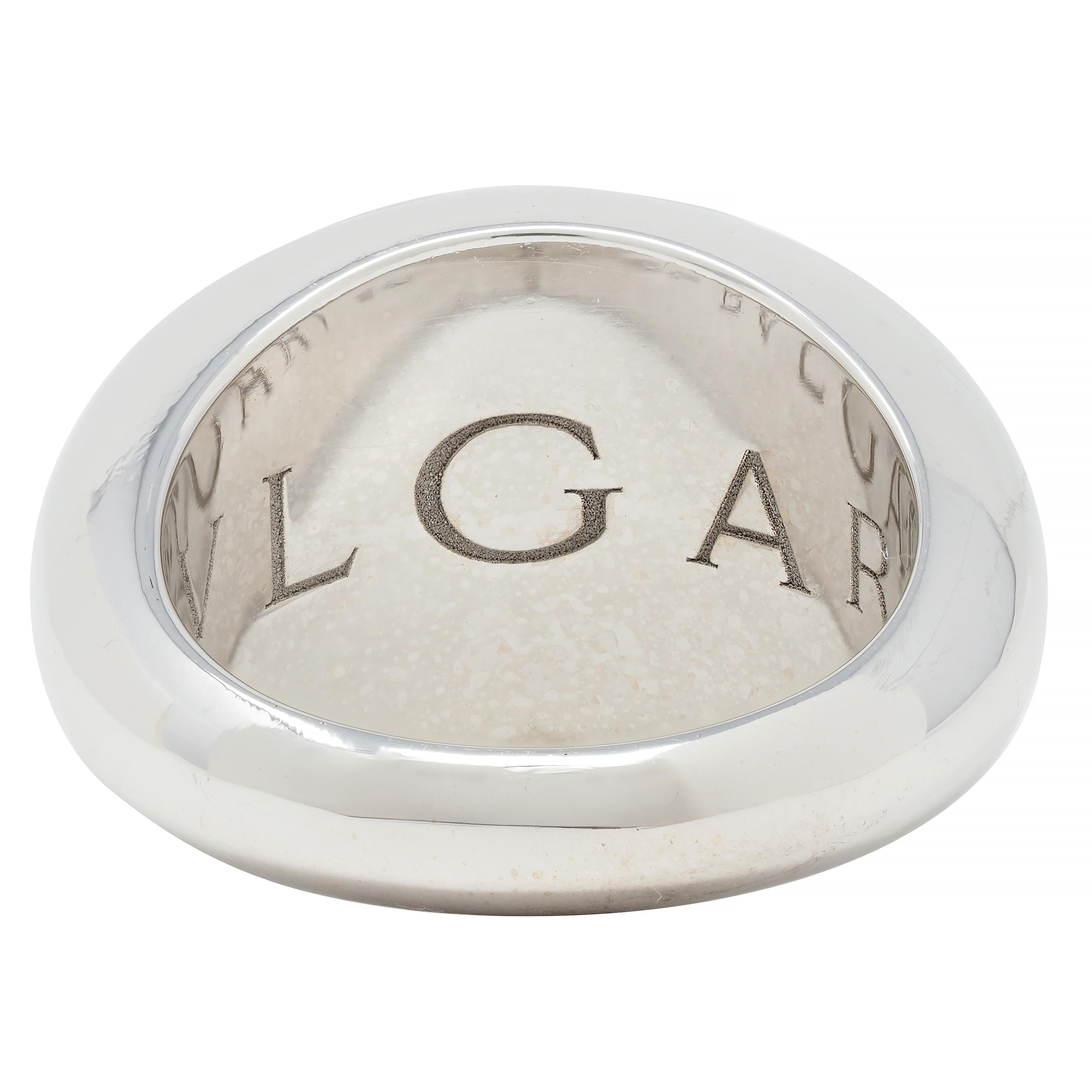 Bulgari Diamond 18 Karat White Gold Dome Modernist Vintage Ring
