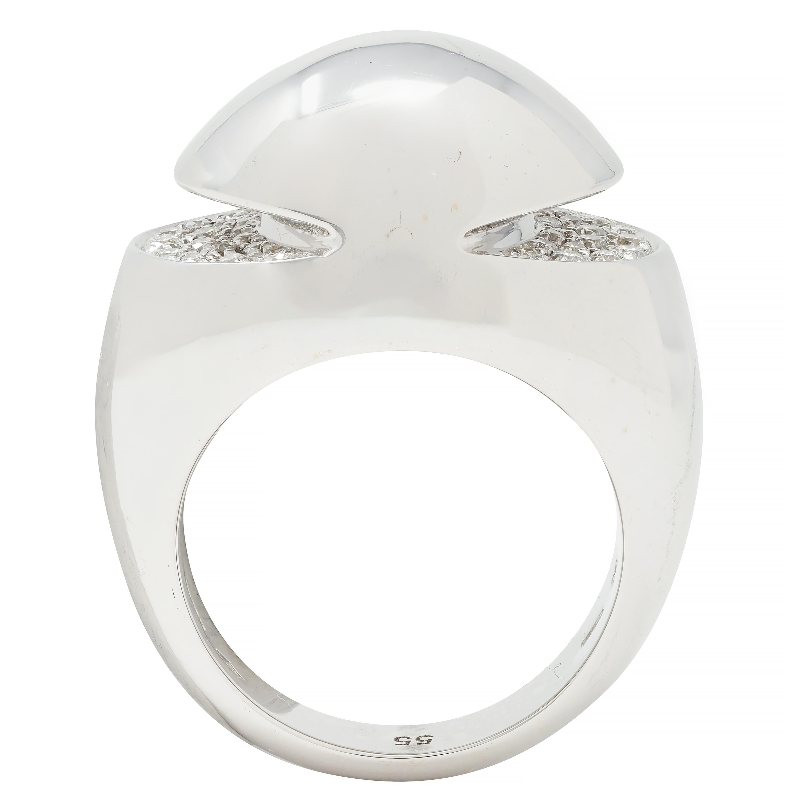 Bulgari Diamond 18 Karat White Gold Dome Modernist Vintage Ring