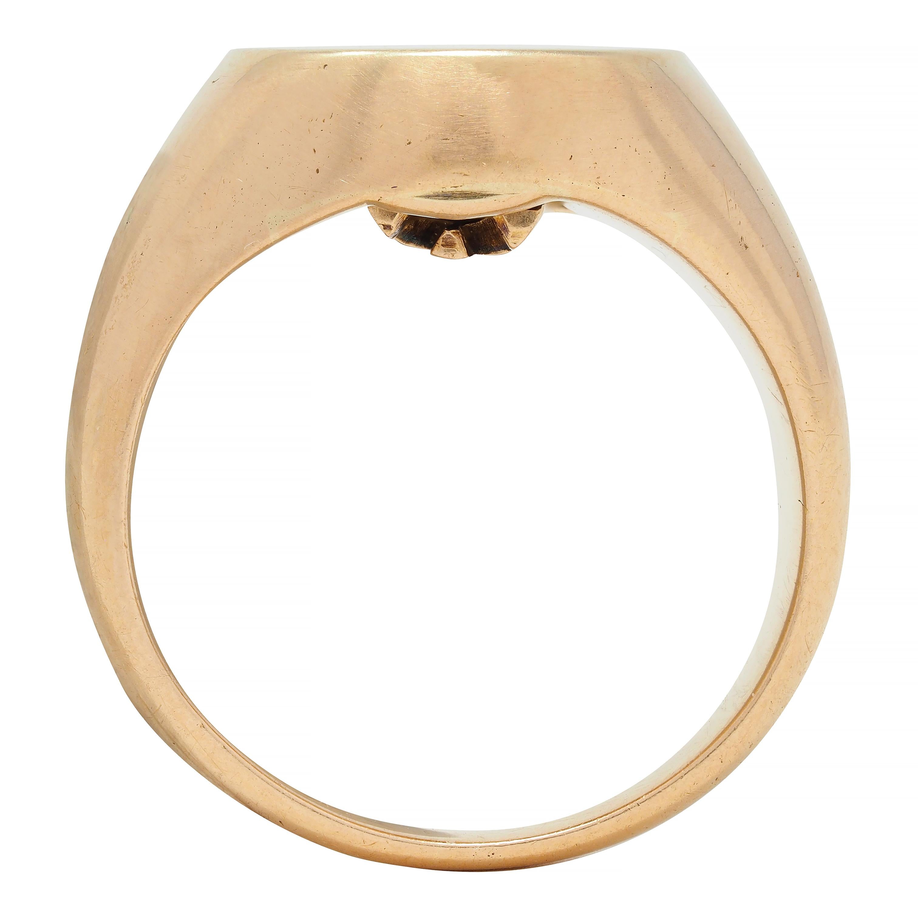 Victorian 1880's Hidden Key 14 Karat Yellow Gold Unisex Antique Signet Ring