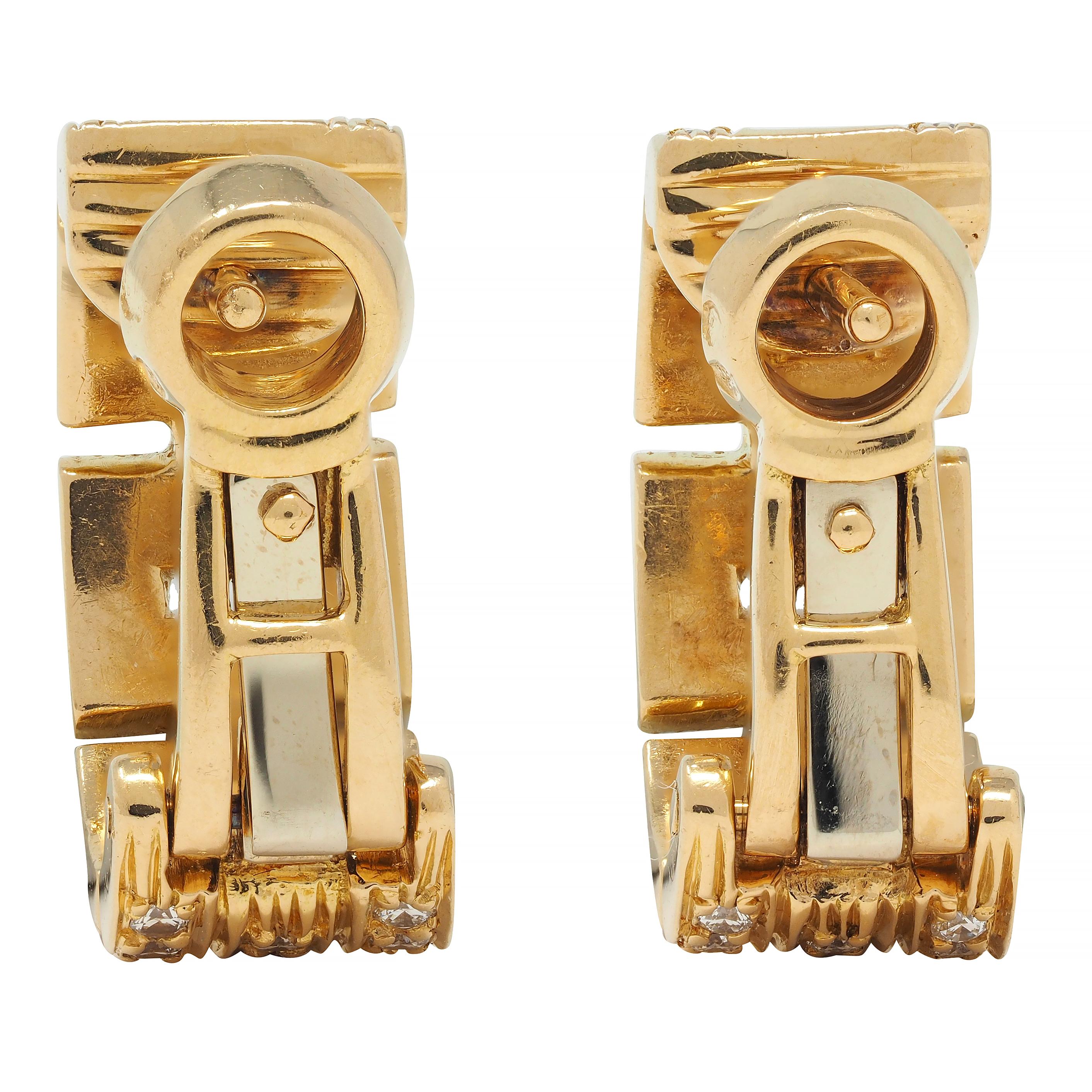Cartier France 1.80 CTW Diamond 18 Karat Gold Maillon Panthere J Hoop Earrings