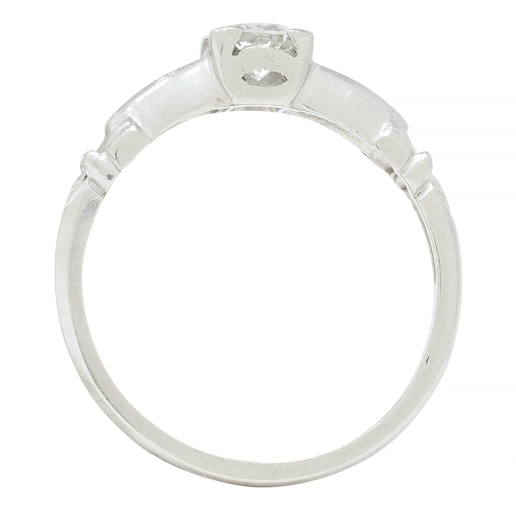 Art Deco 0.45 CTW Old European Cut Diamond Platinum Scroll Engagement Ring