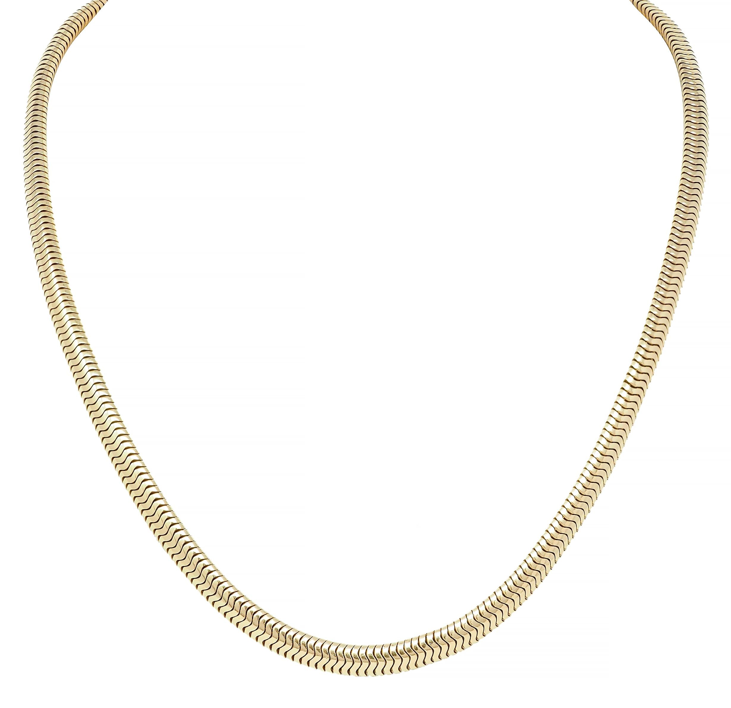Tiffany & Co. 1940's Retro 14 Karat Yellow Gold Vintage Snake Chain Necklace