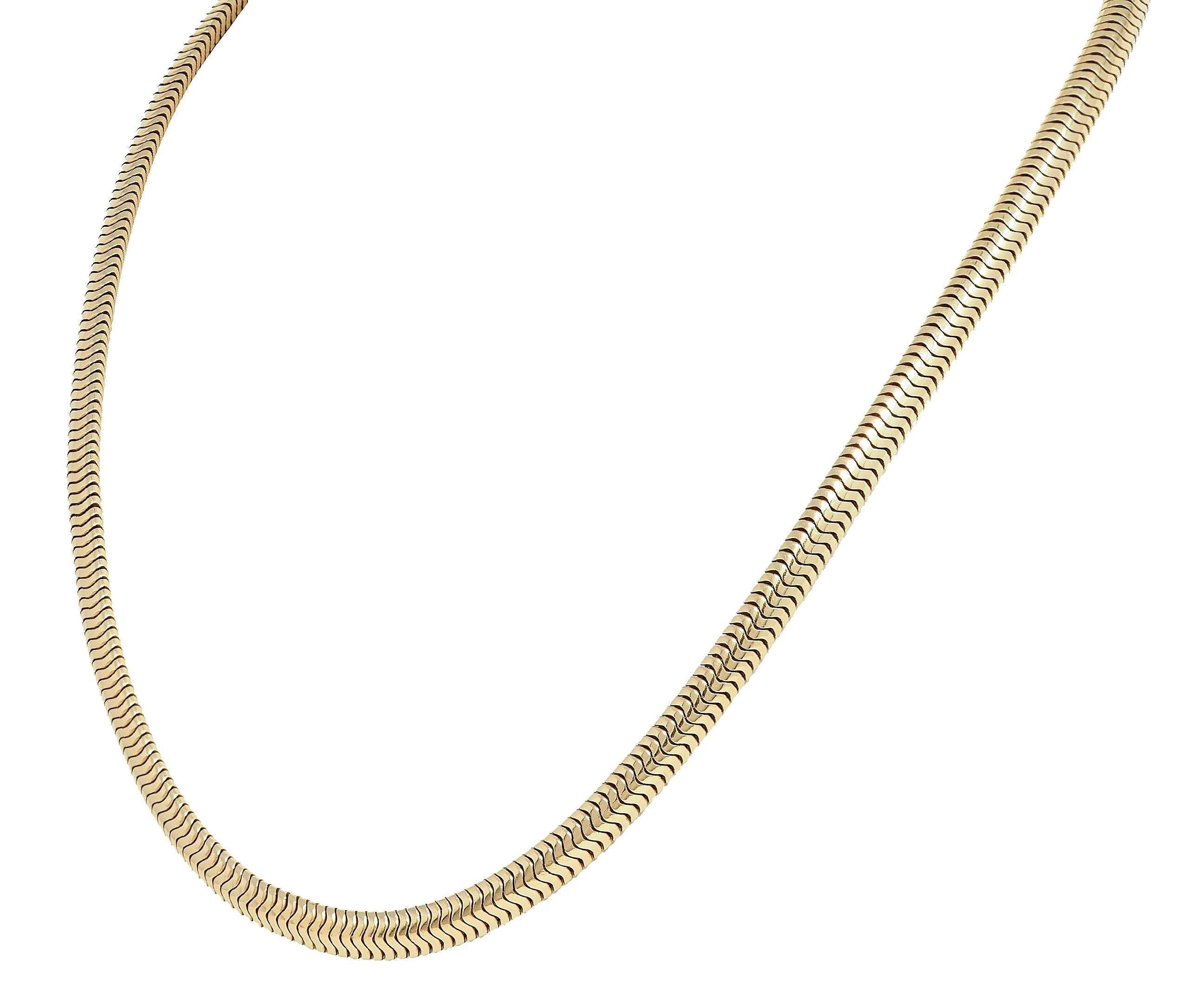 Tiffany & Co. 1940's Retro 14 Karat Yellow Gold Vintage Snake Chain Necklace