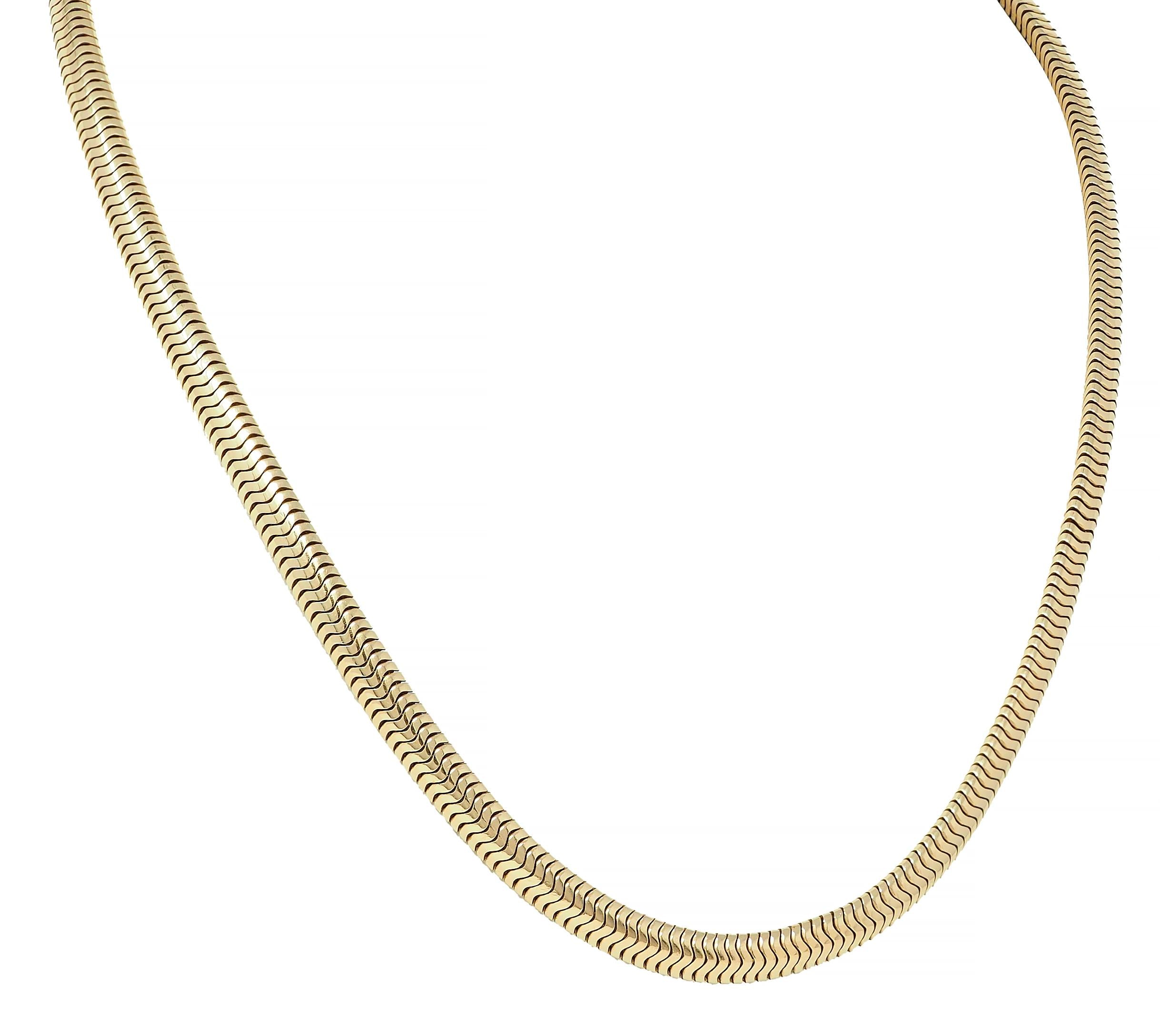 Tiffany & Co. 1940's Retro 14 Karat Yellow Gold Vintage Snake Chain Necklace