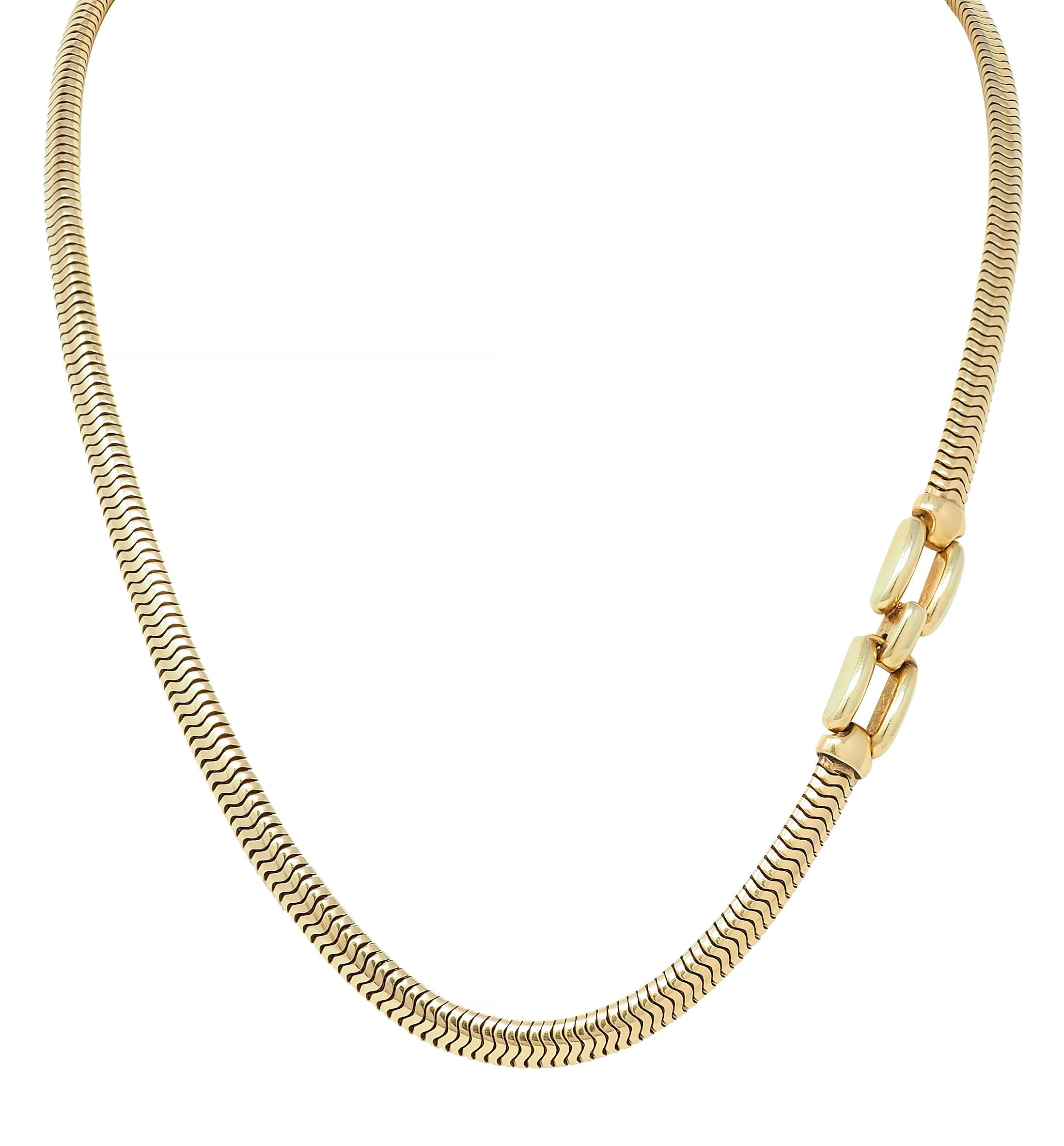 Tiffany & Co. 1940's Retro 14 Karat Yellow Gold Vintage Snake Chain Necklace