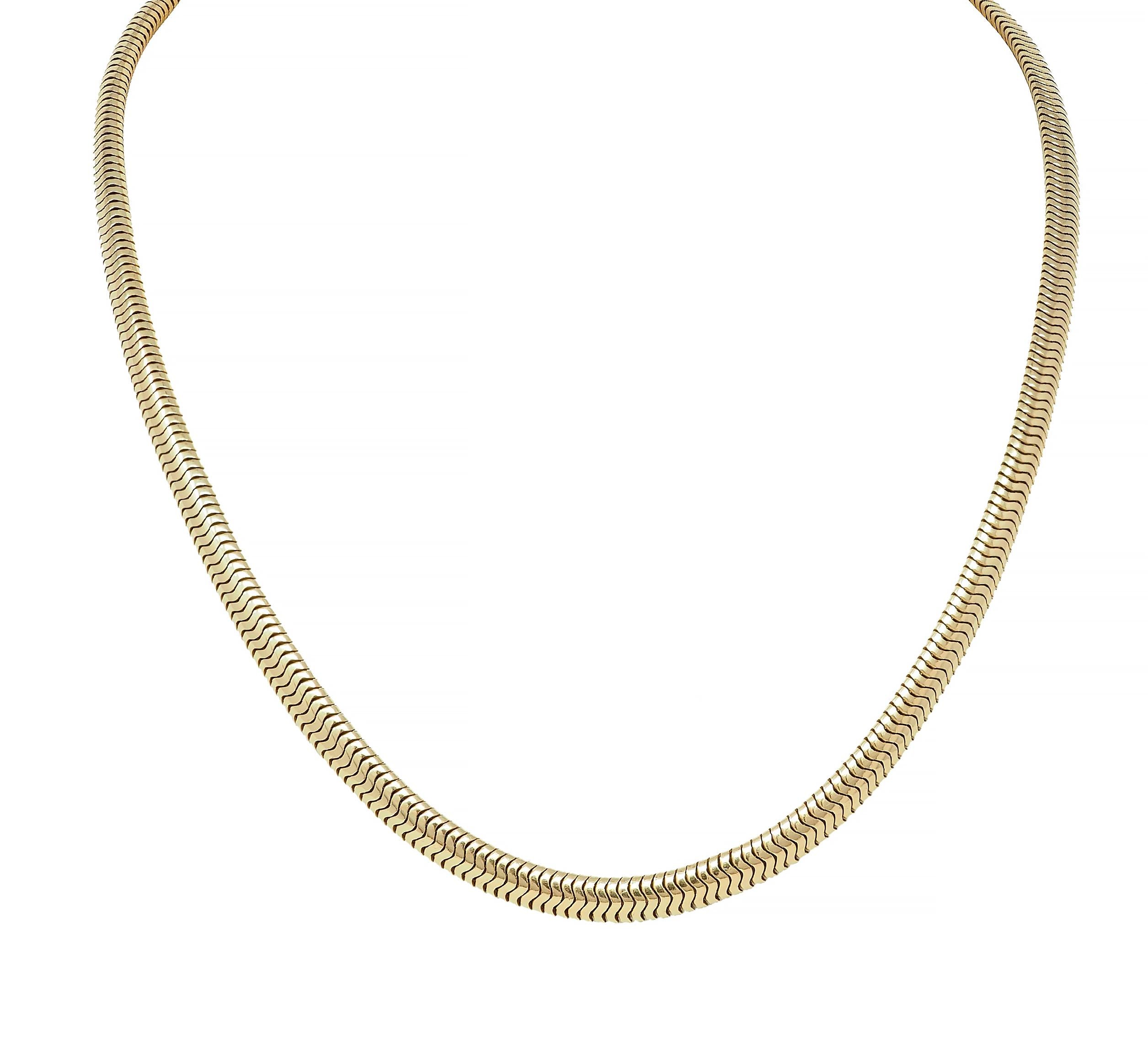 Tiffany & Co. 1940's Retro 14 Karat Yellow Gold Vintage Snake Chain Necklace