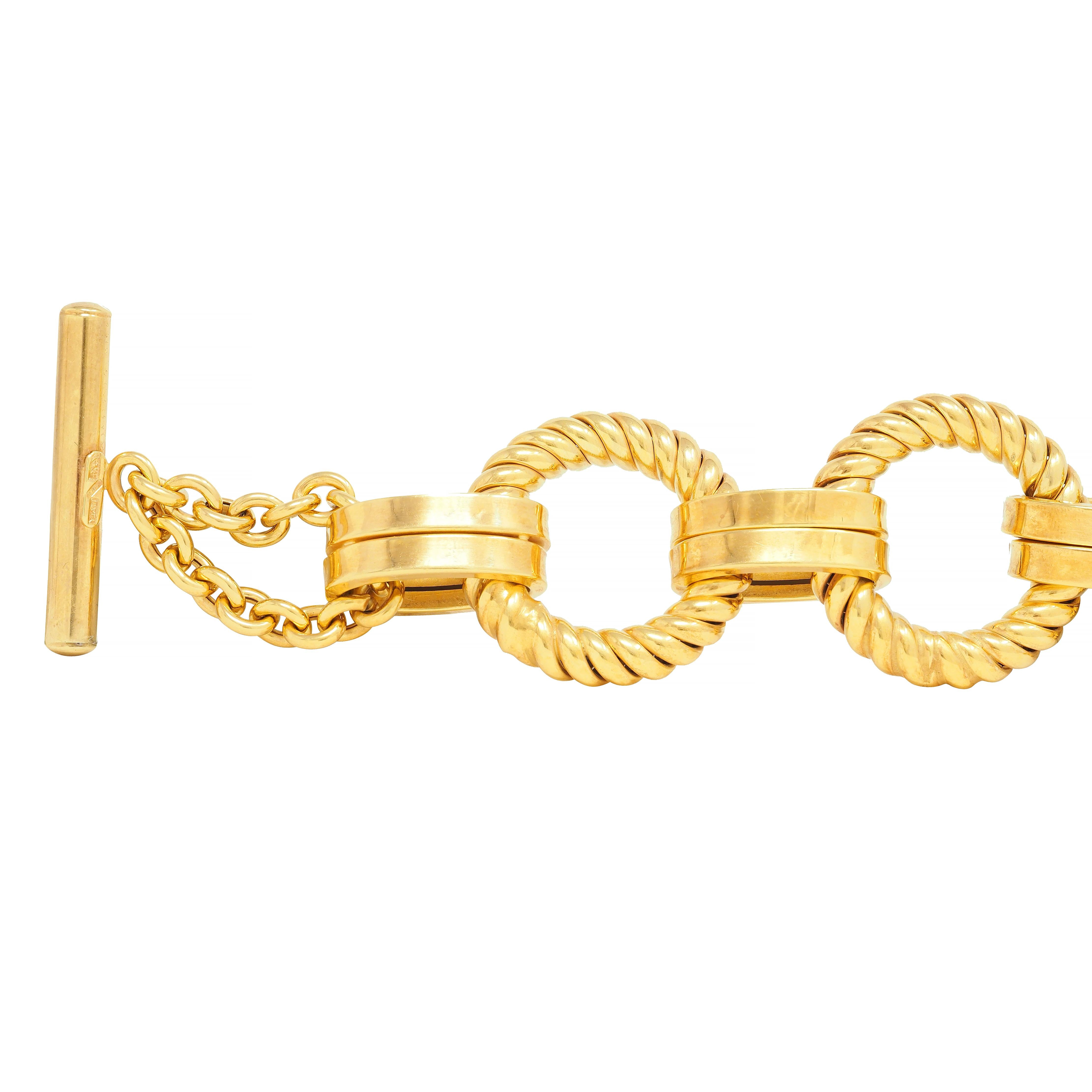 1970's 14 Karat Yellow Gold Vintage Twisted Rope Link Bracelet