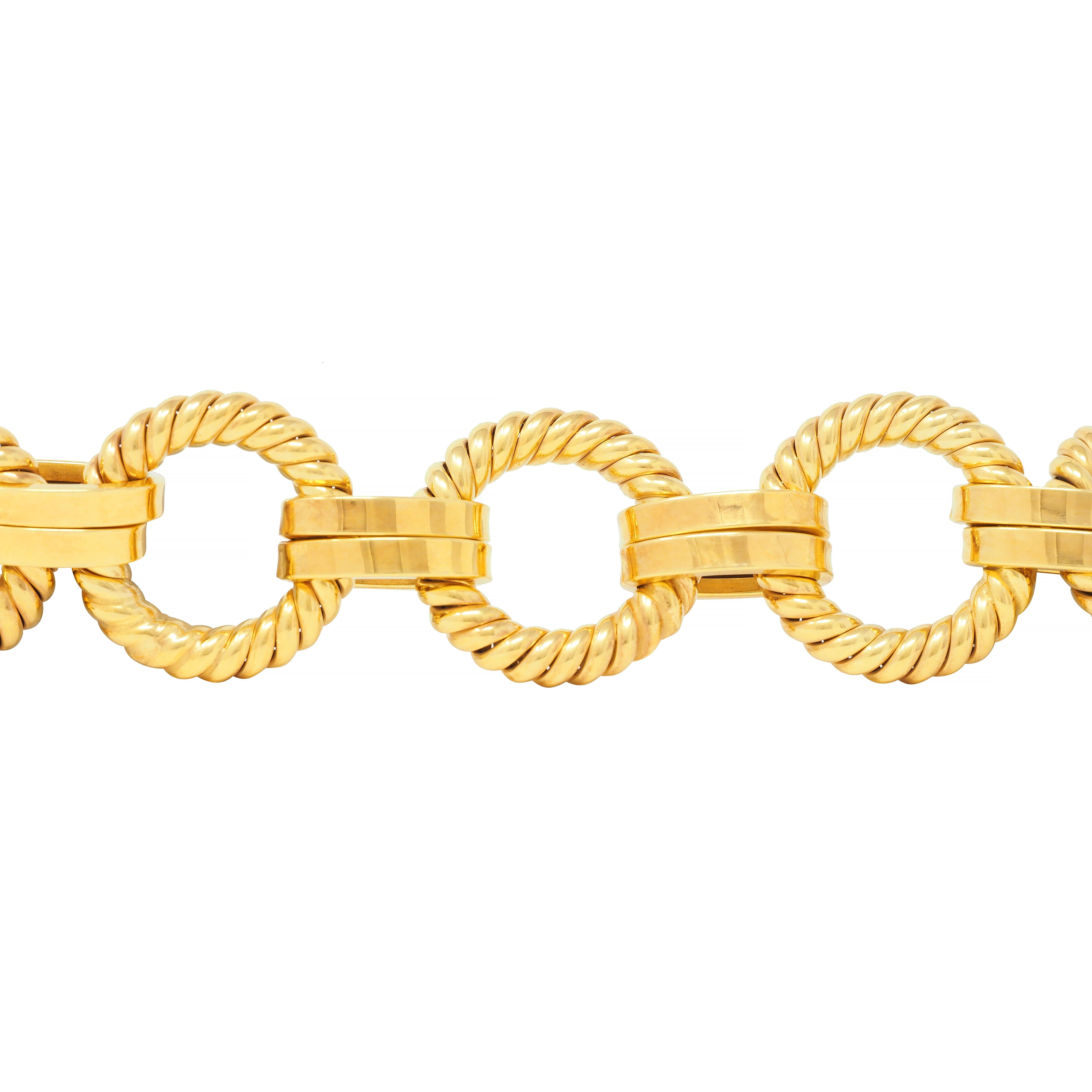 1970's 14 Karat Yellow Gold Vintage Twisted Rope Link Bracelet