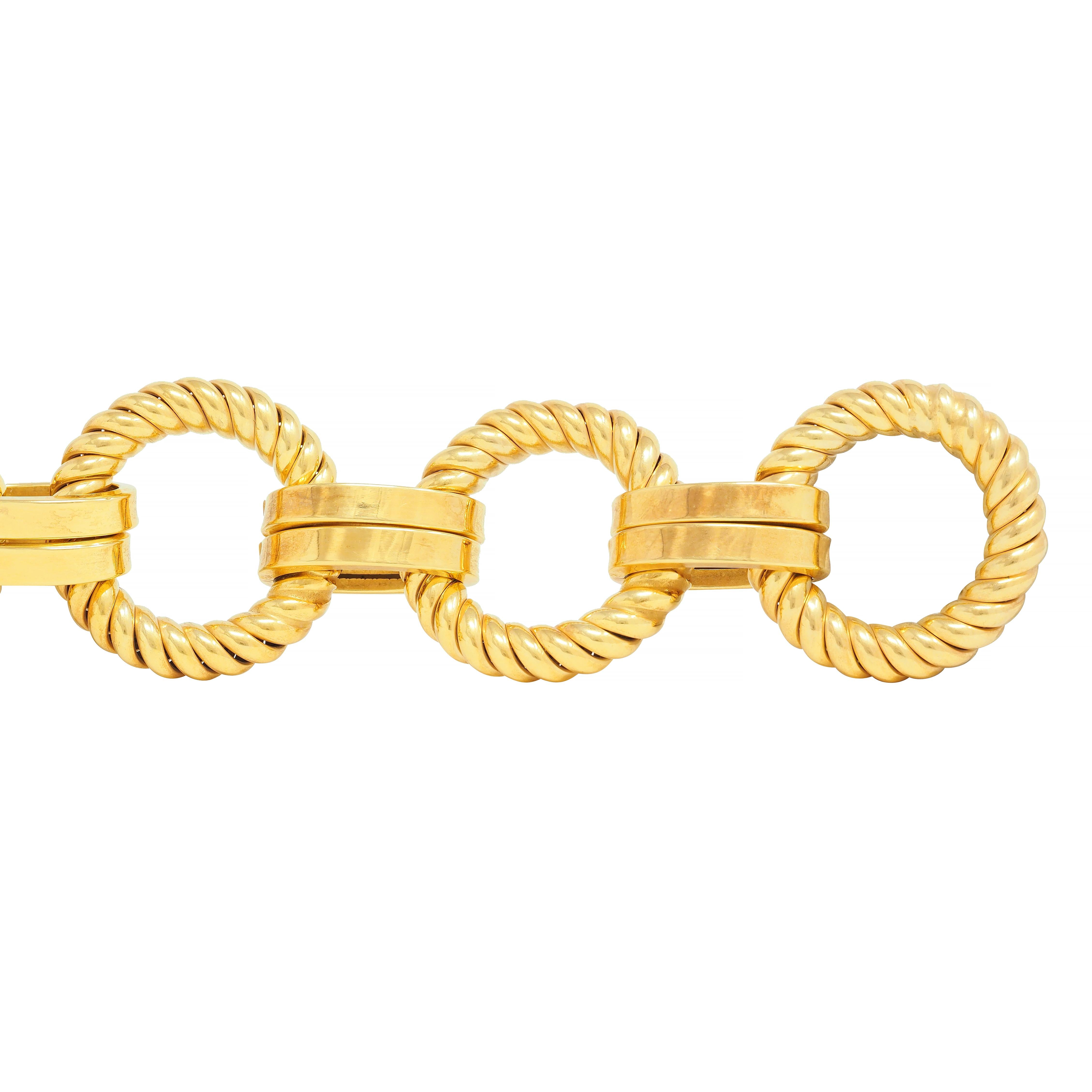 1970's 14 Karat Yellow Gold Vintage Twisted Rope Link Bracelet