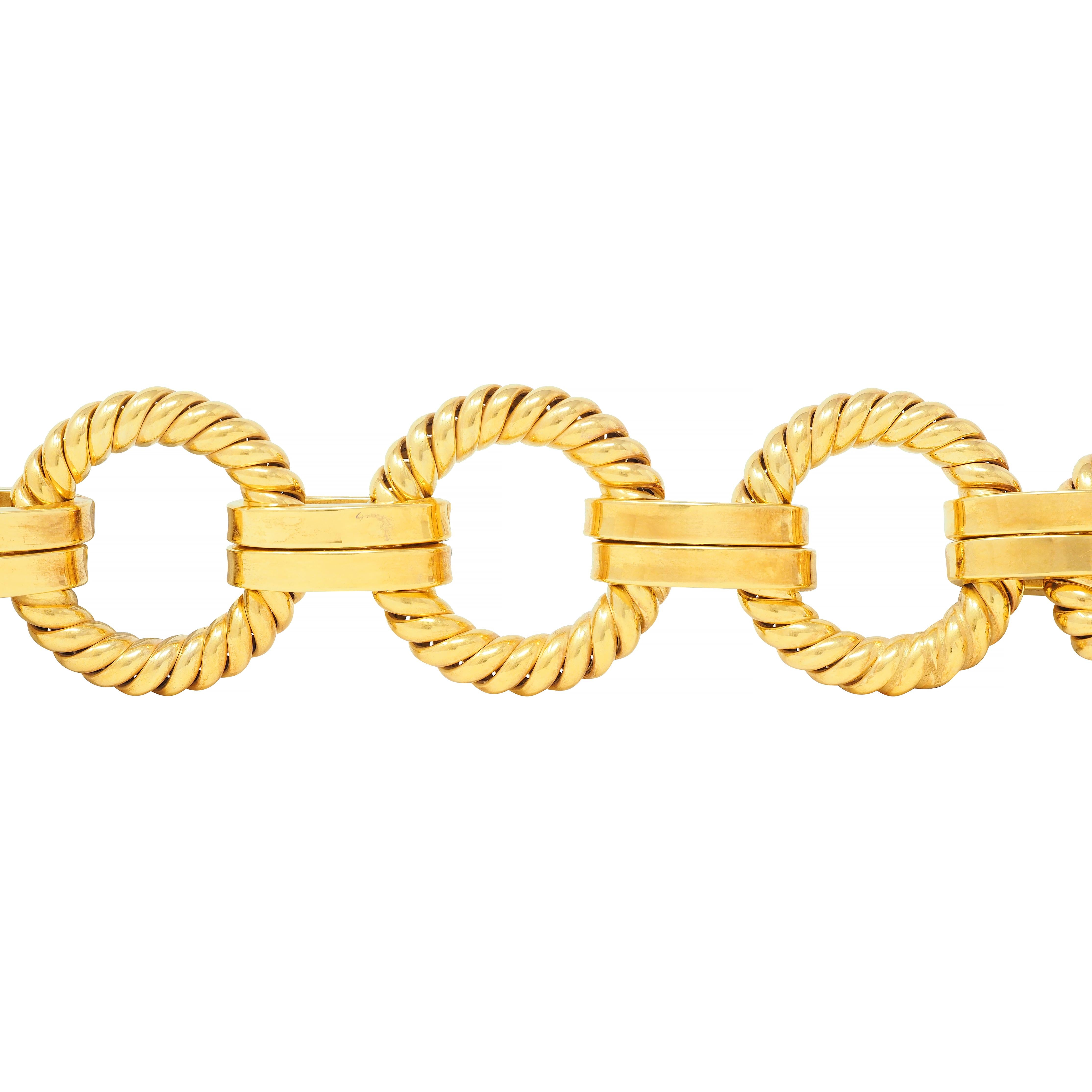 1970's 14 Karat Yellow Gold Vintage Twisted Rope Link Bracelet